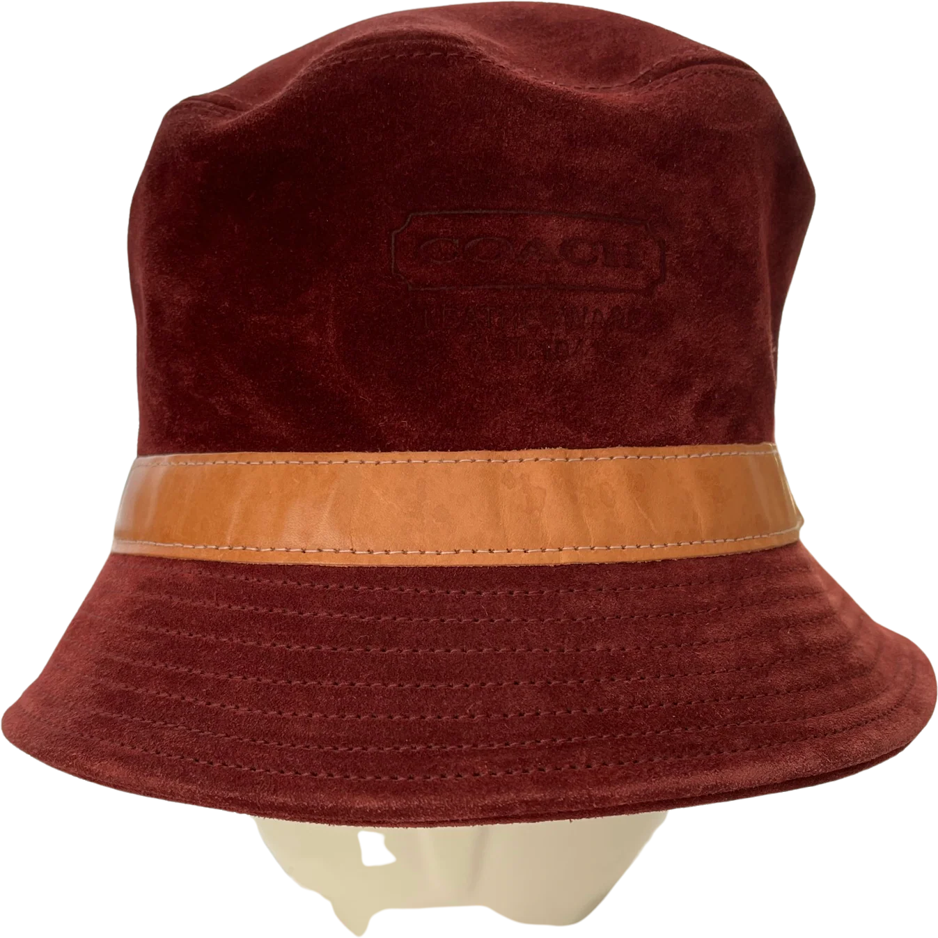 00s Coach Suede Bucket Hat With Leather Strap Rust By Coach