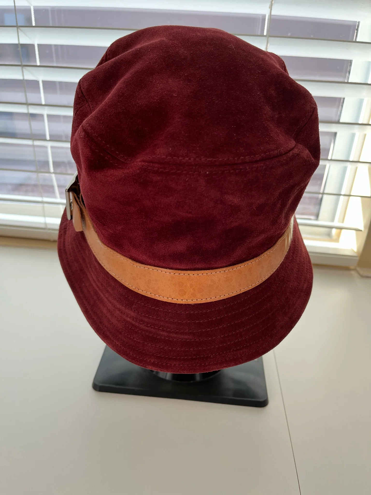 00s Coach Suede Bucket Hat With Leather Strap Rust By Coach - Image 3