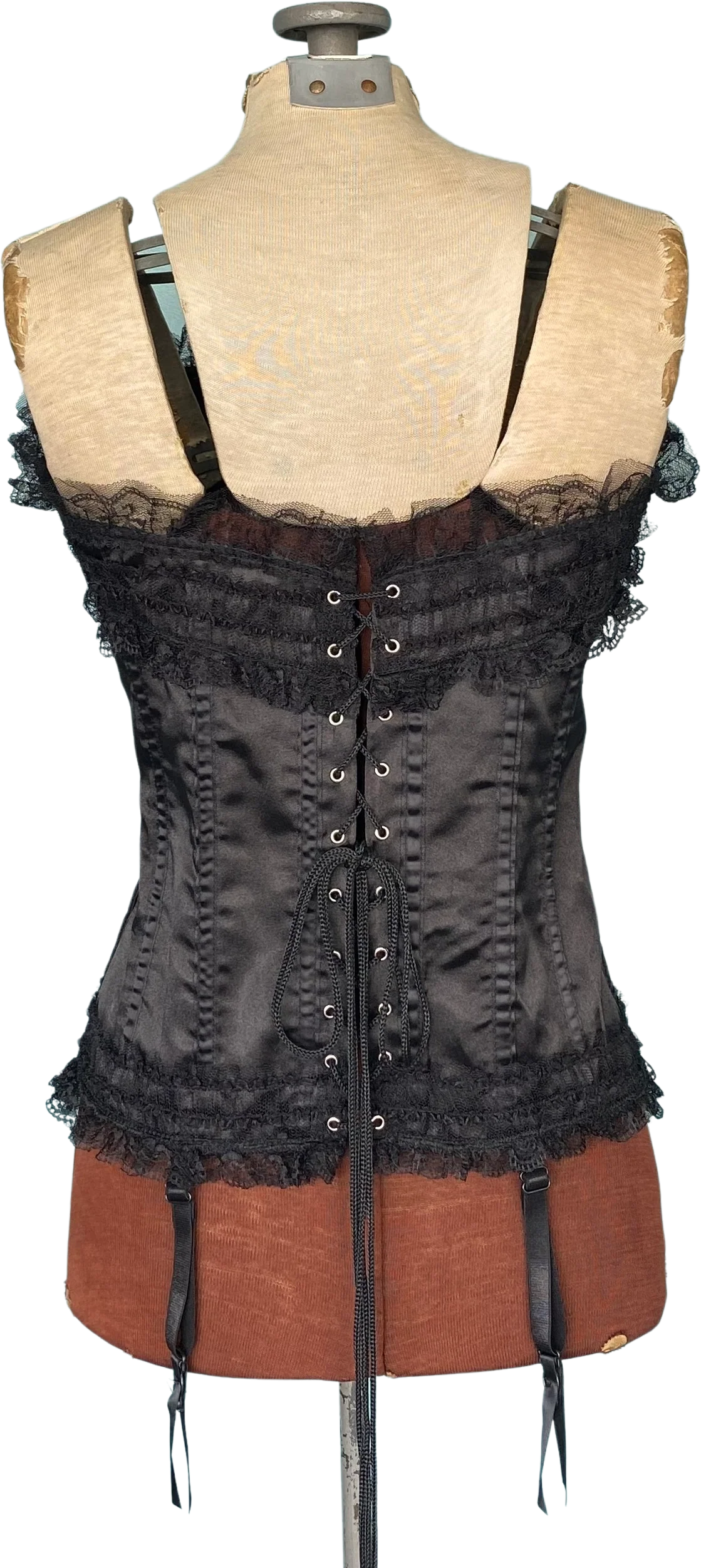 00s Corset Bustier With Garter Lace Up Overbust Corset By Fredericks of Hollywood - Image 2