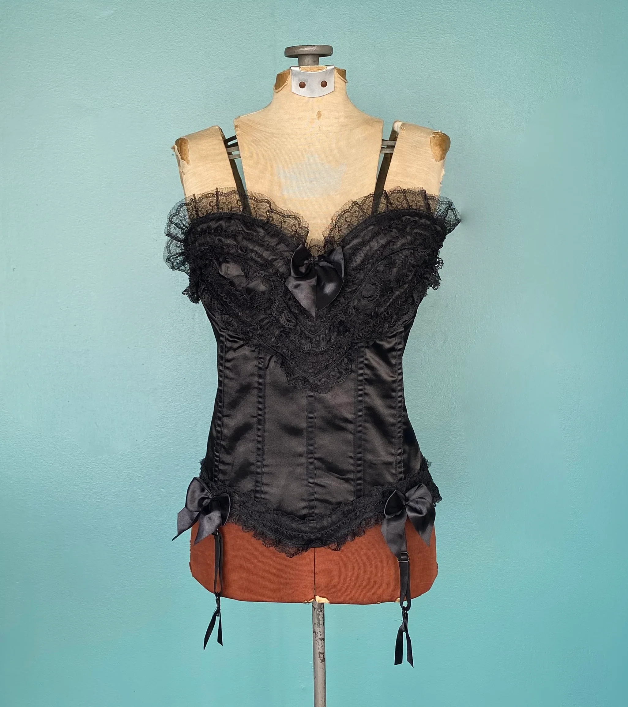 00s Corset Bustier With Garter Lace Up Overbust Corset By Fredericks of Hollywood - Image 3