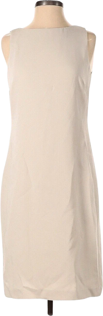 00s Cream Neutral Sleeveless Career Office Dress Knee Length Minimalist Sz 4 by Louben