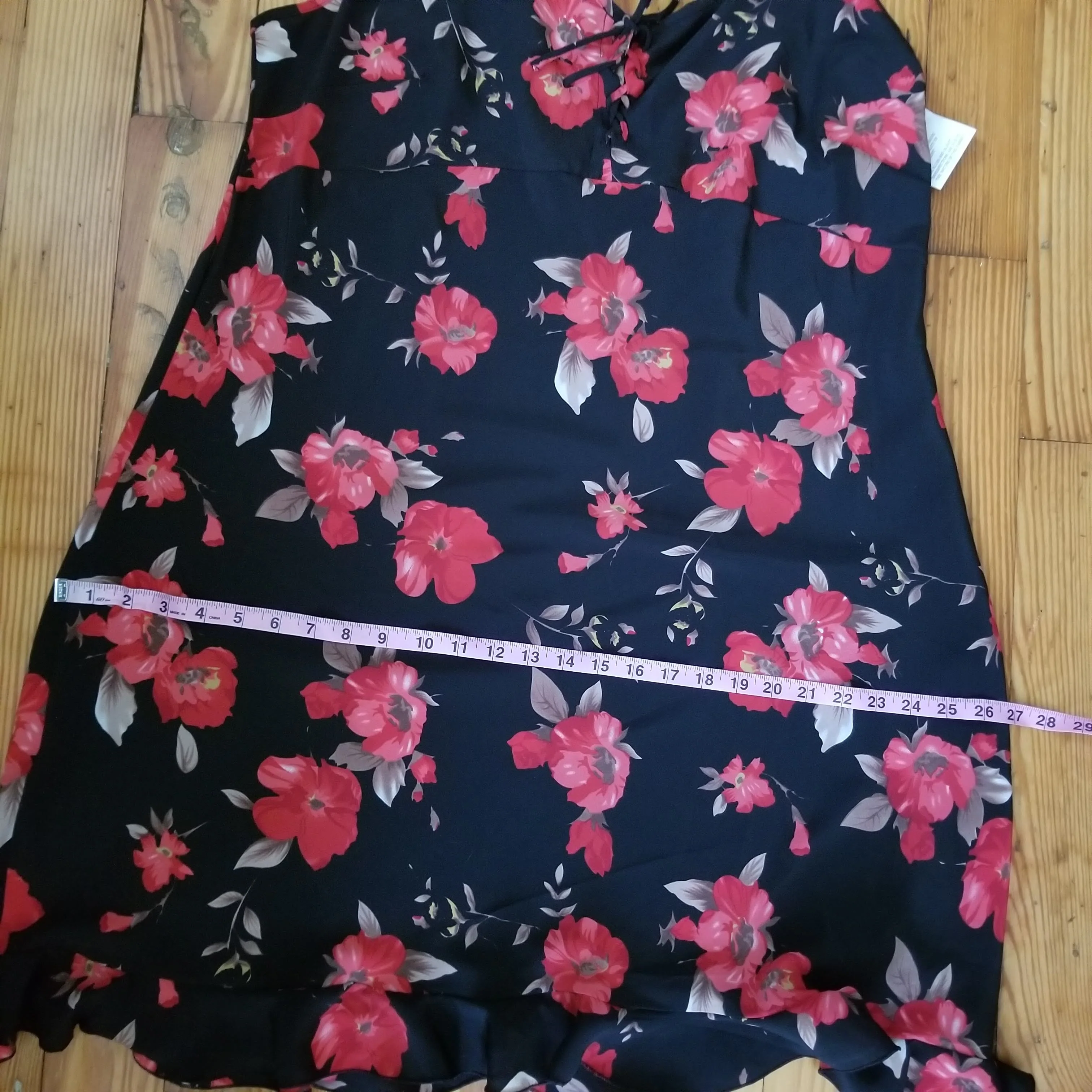 00s Crepe Floral Empire Waist Sundress W Laceup Bust By Mlle Gabrielle - Image 8