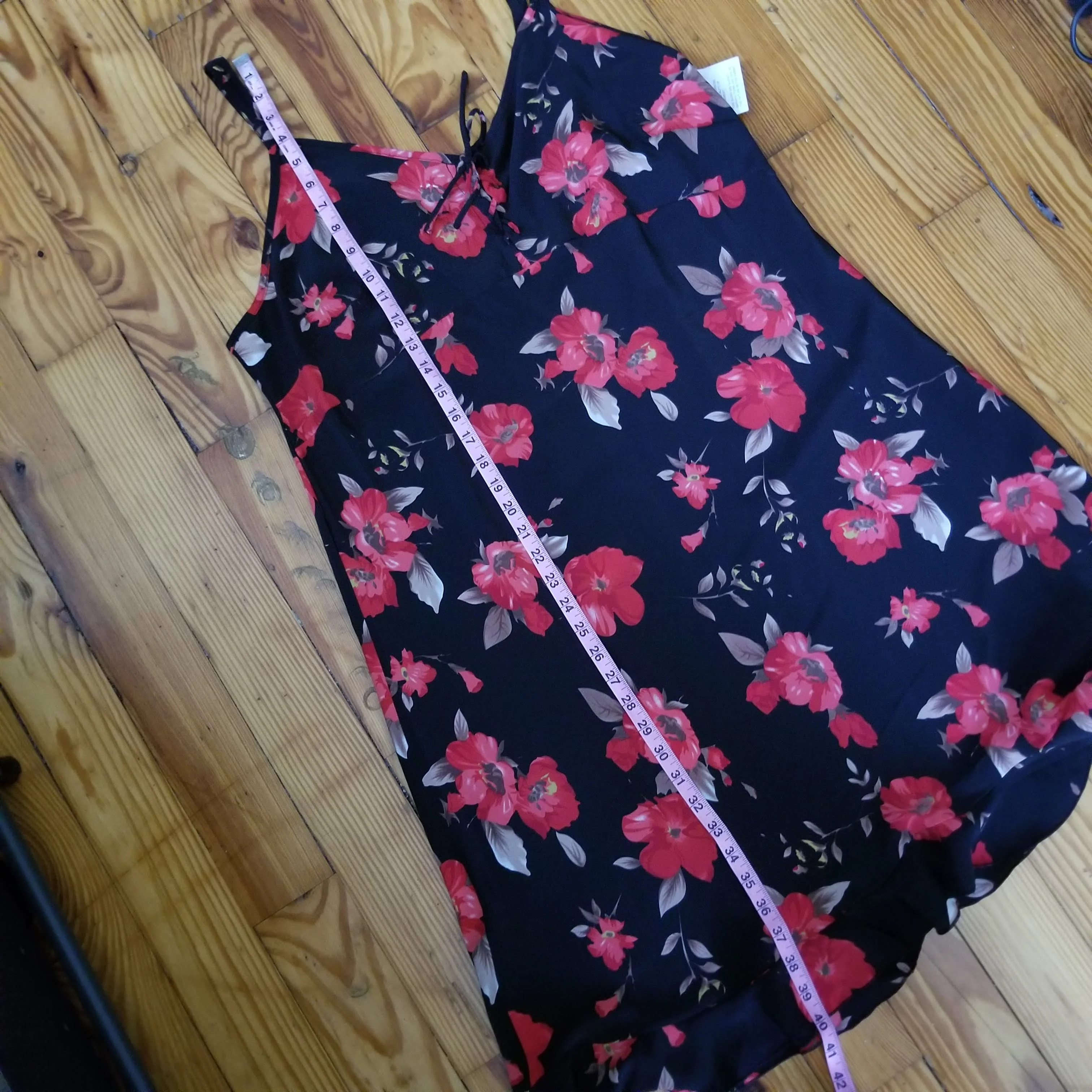 00s Crepe Floral Empire Waist Sundress W Laceup Bust By Mlle Gabrielle - Image 9