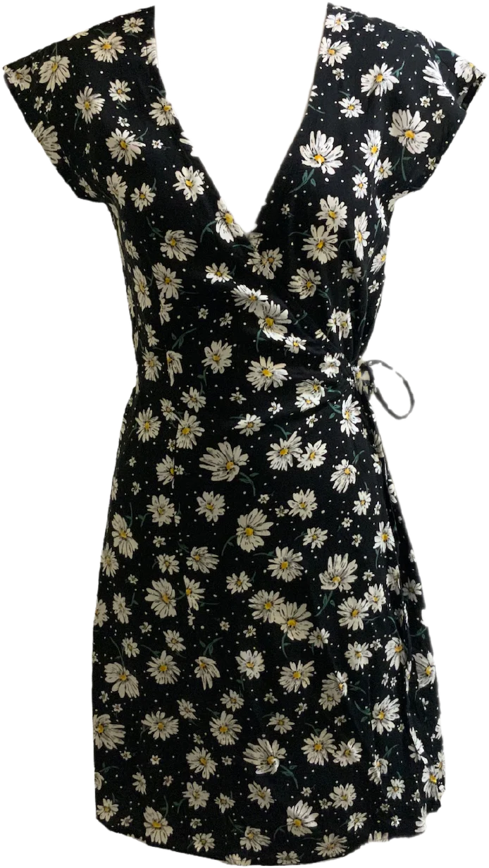 00s Daisy Print Wrap Dress