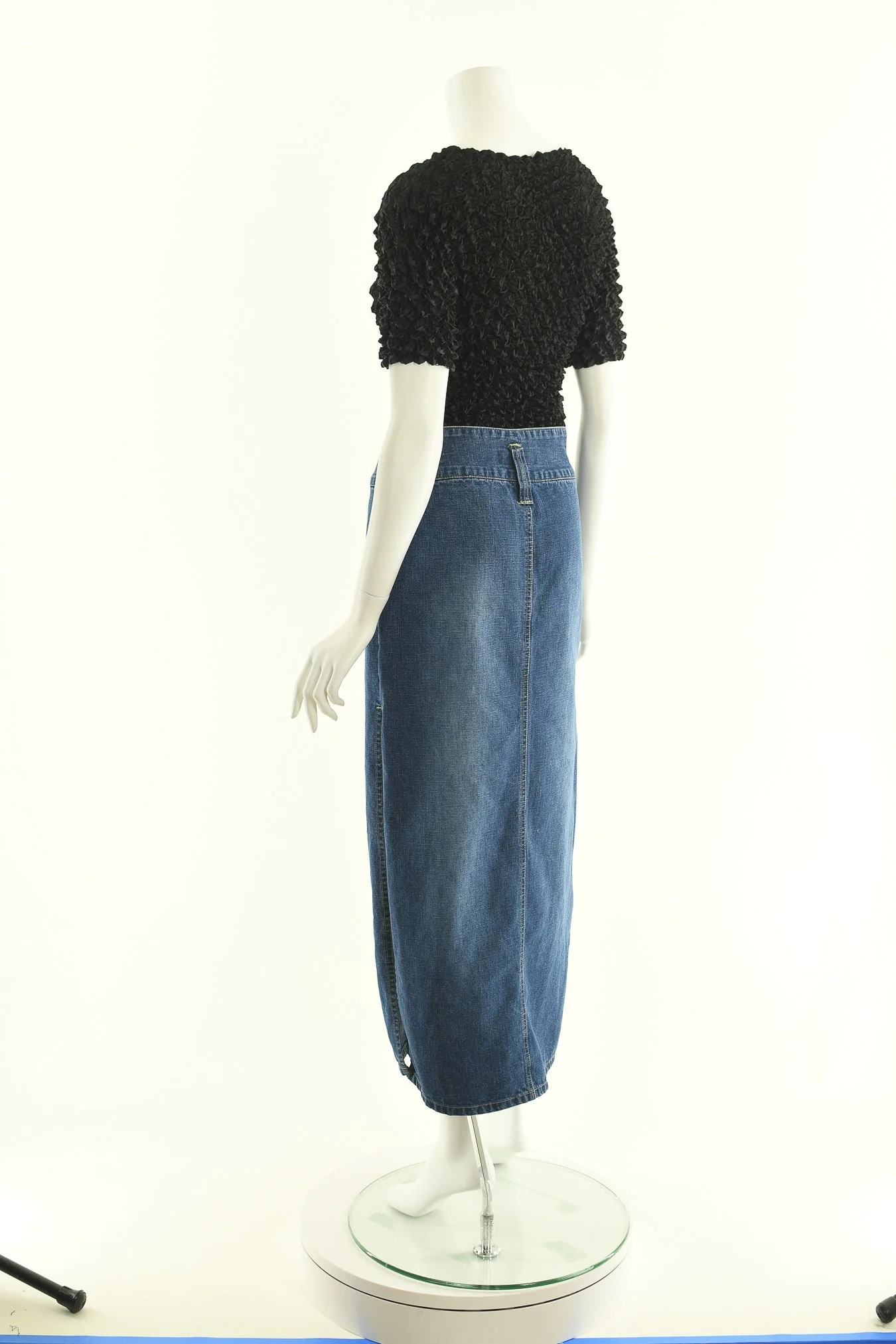00s Dark Maxi Low Rise High Slit Jean Skirt Vintage by Squeeze - Image 8