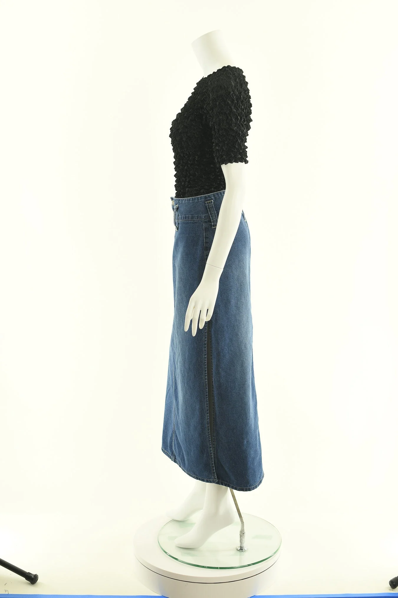 00s Dark Maxi Low Rise High Slit Jean Skirt Vintage by Squeeze - Image 9