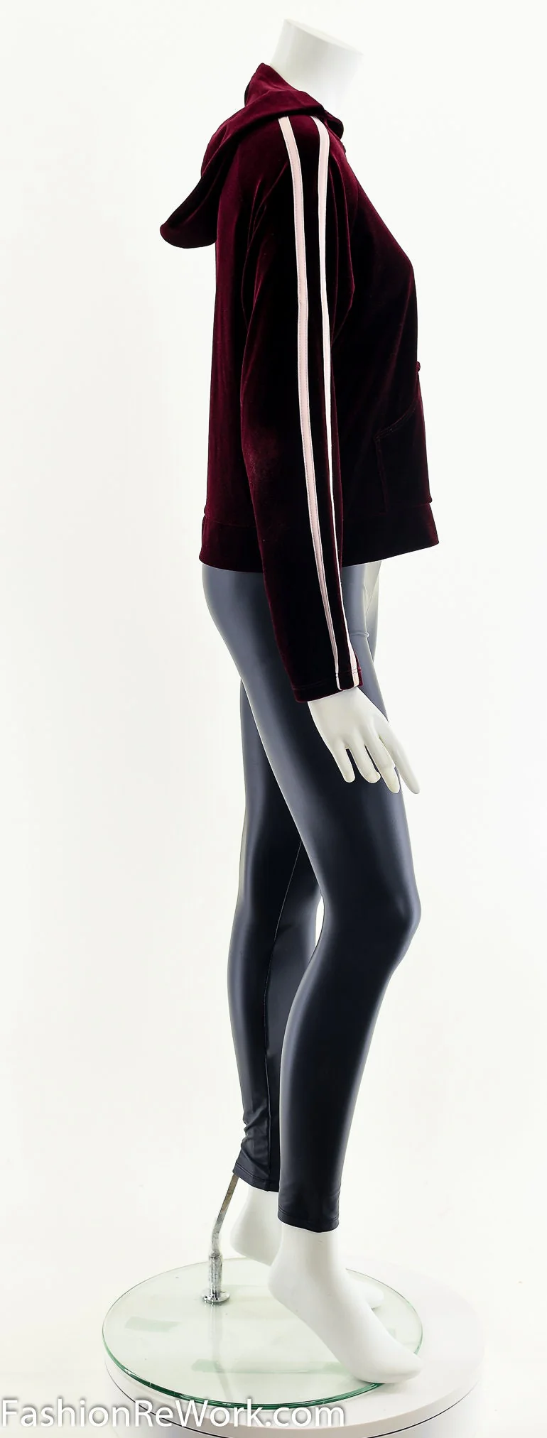 00s Dark Red Velour Track Suit Jacket Hoodie by Izzy Usa - Image 5