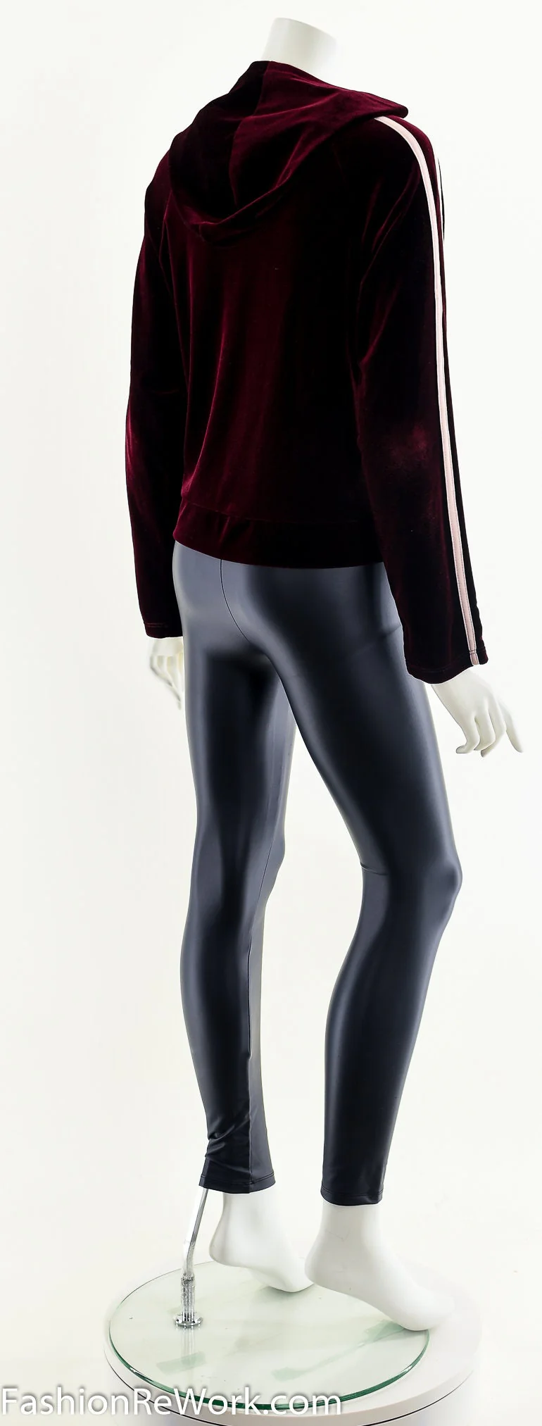 00s Dark Red Velour Track Suit Jacket Hoodie by Izzy Usa - Image 6