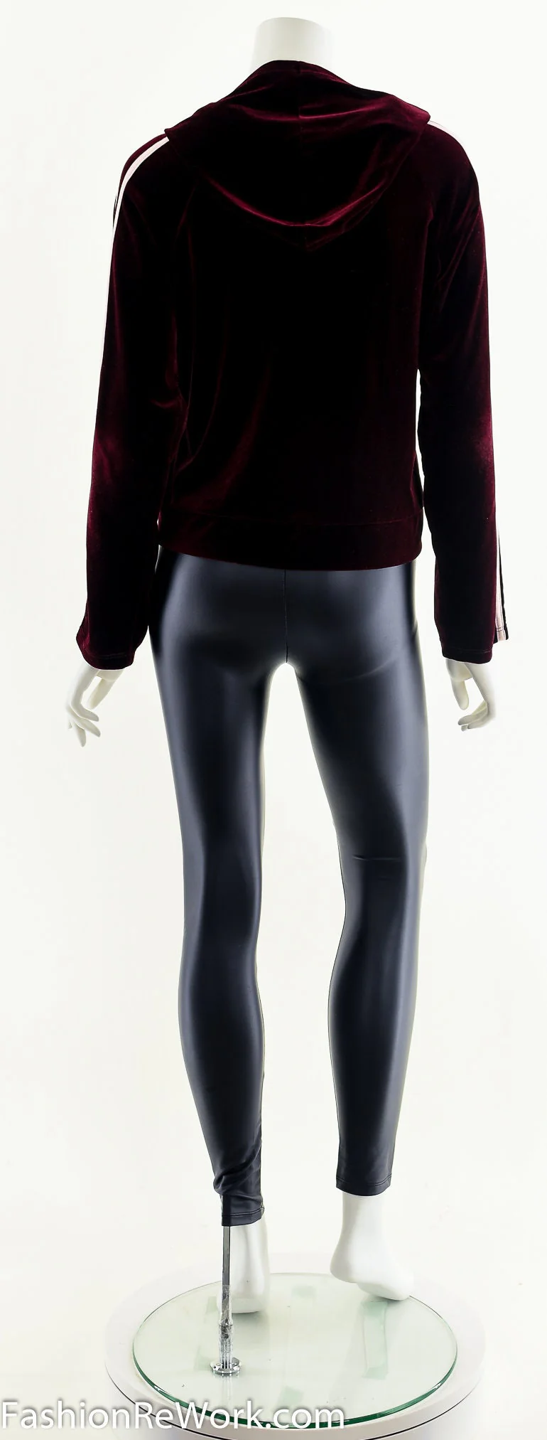 00s Dark Red Velour Track Suit Jacket Hoodie by Izzy Usa - Image 7