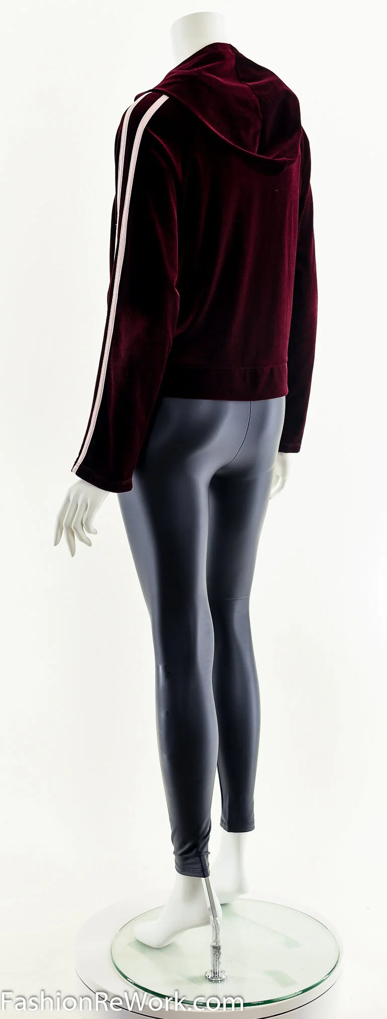 00s Dark Red Velour Track Suit Jacket Hoodie by Izzy Usa - Image 8