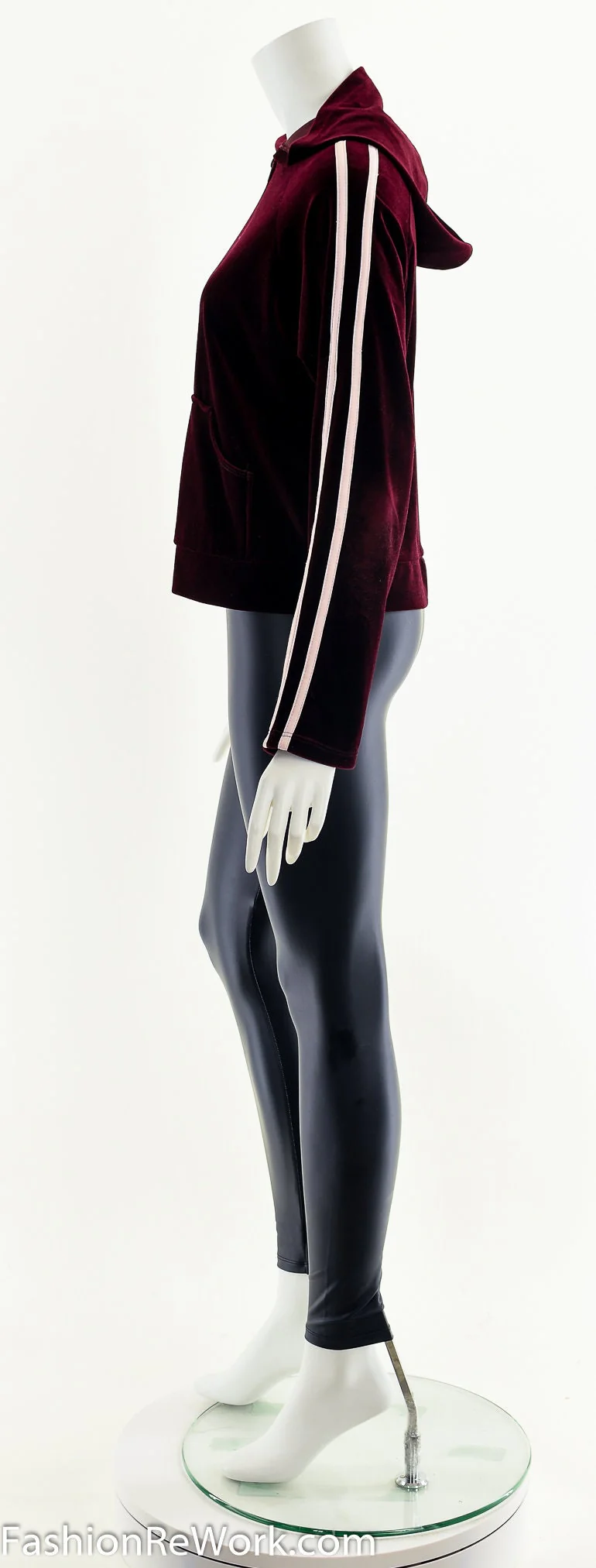 00s Dark Red Velour Track Suit Jacket Hoodie by Izzy Usa - Image 9