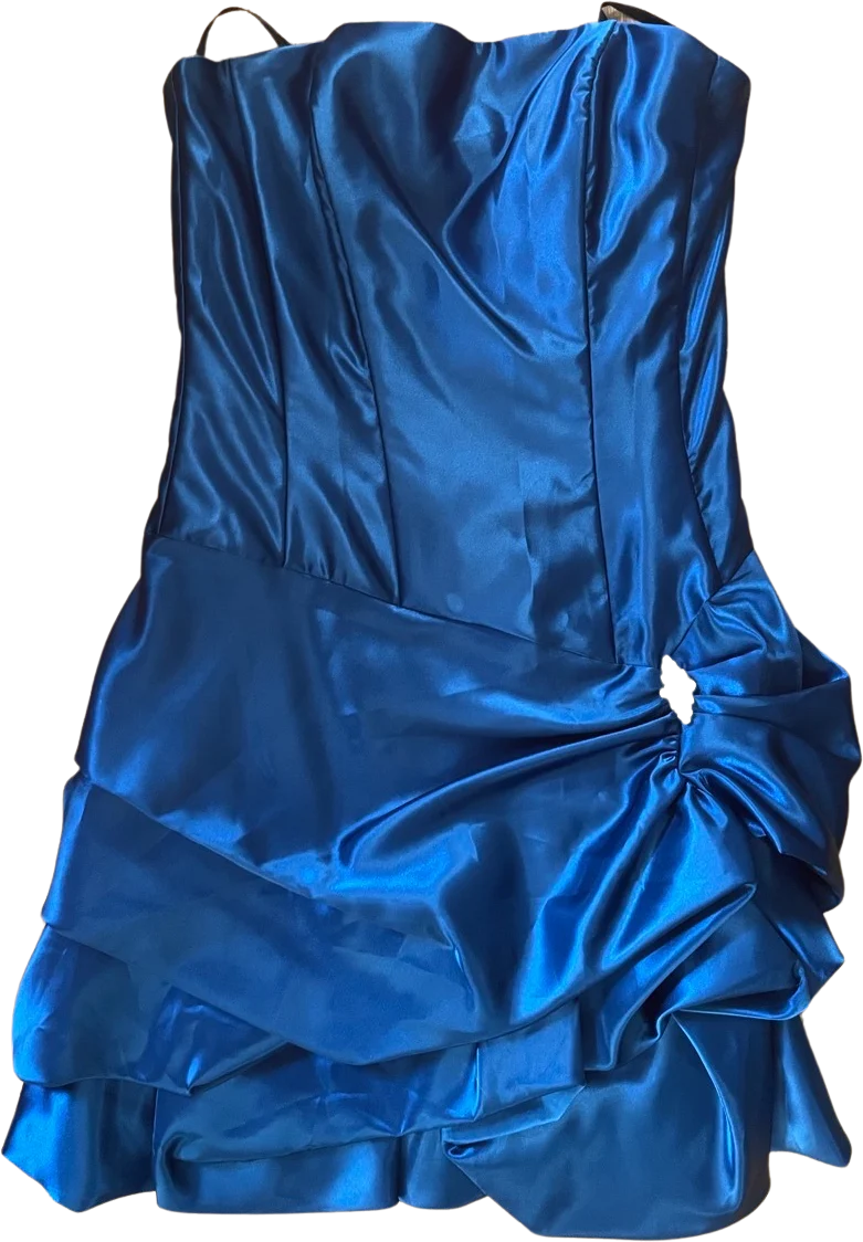 00s Dark Teal Satin Mini Dress with Rhinestone by Jessica Mcclintock