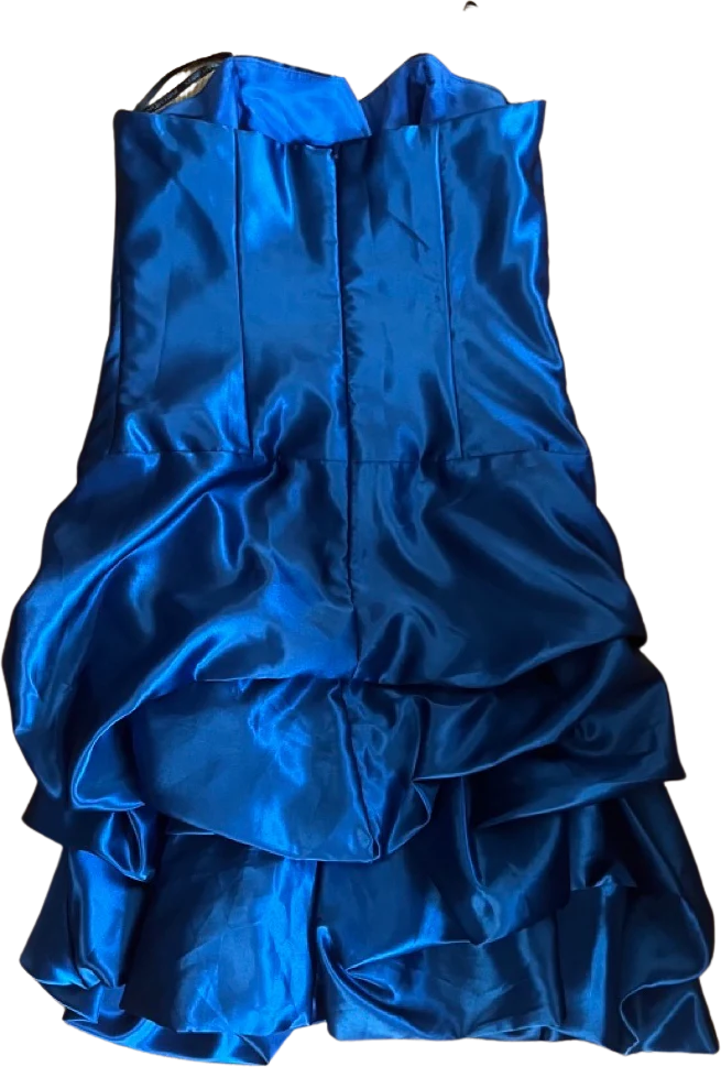 00s Dark Teal Satin Mini Dress with Rhinestone by Jessica Mcclintock - Image 2
