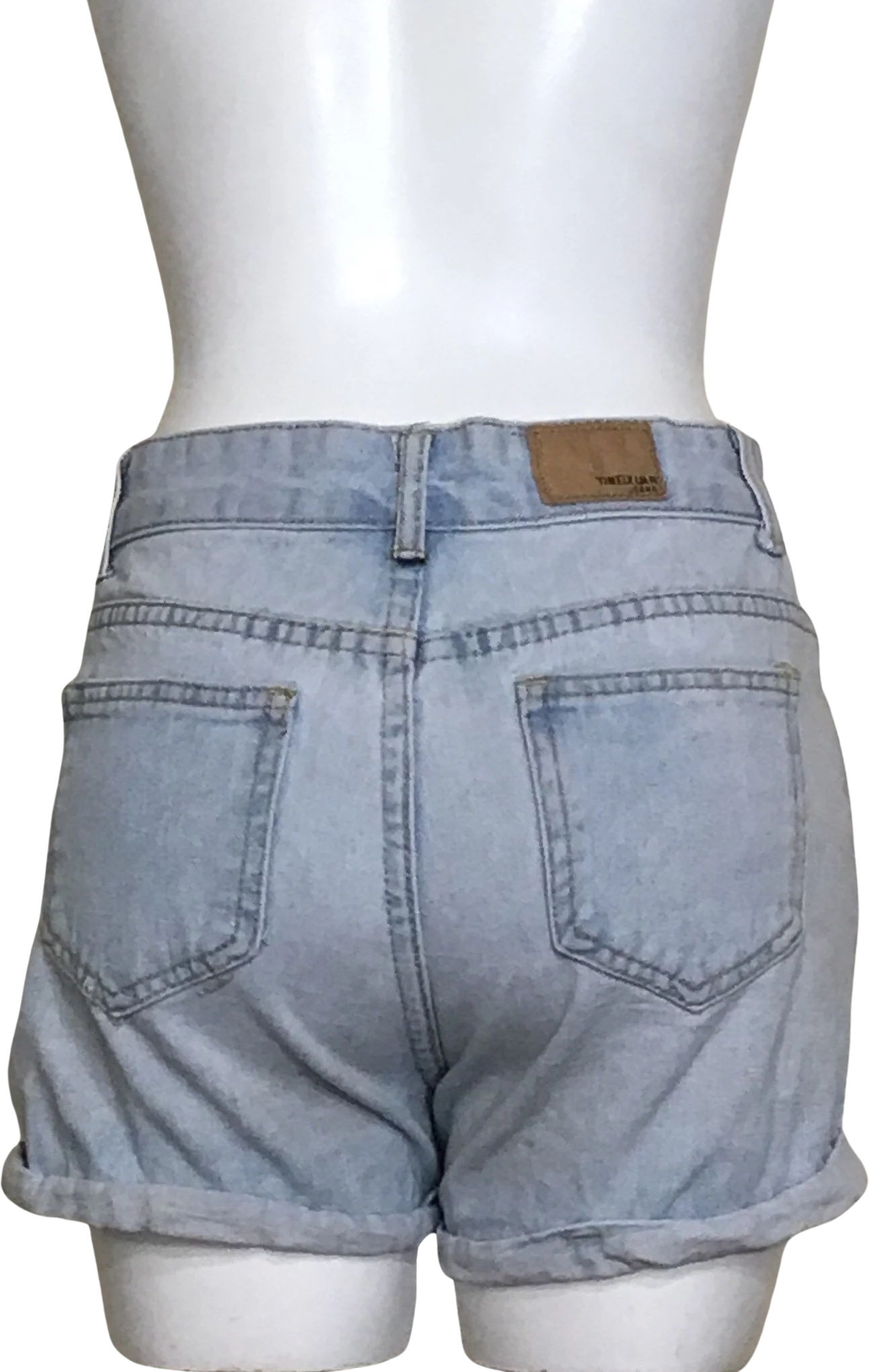00s Distressed Blue Jean Red Rose Denim Cut Off Shorts - Image 2