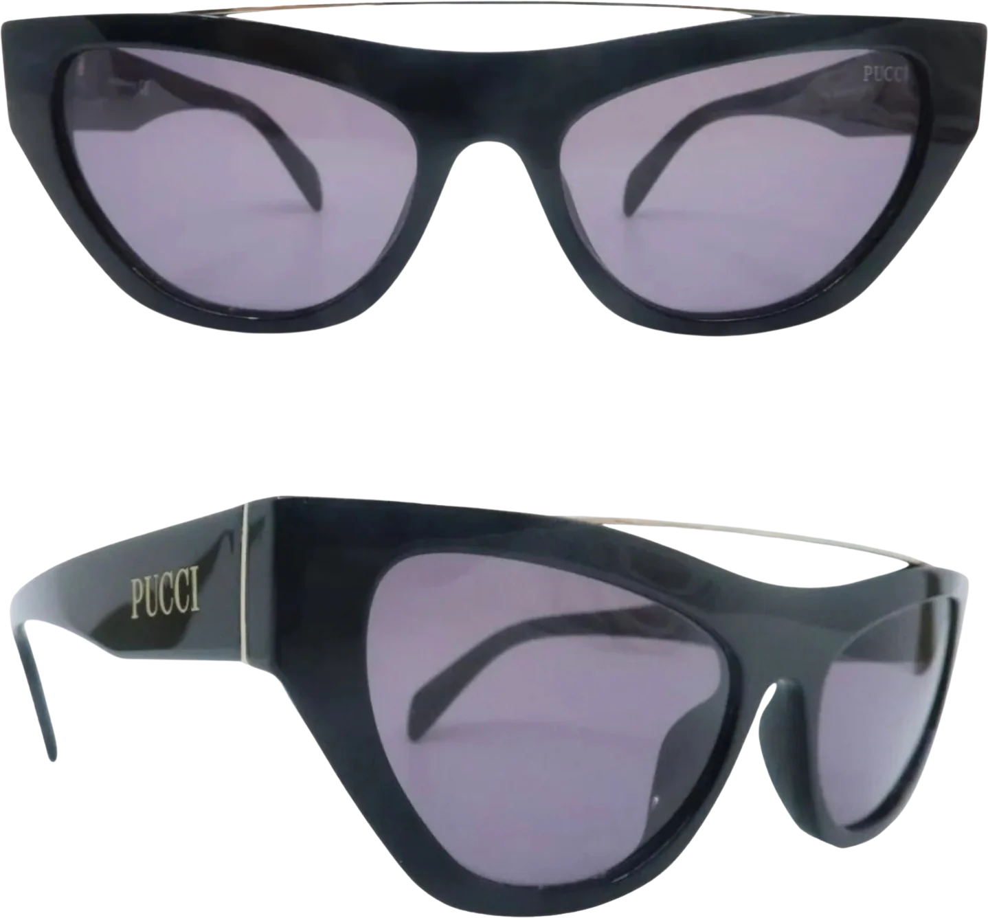 00s Emilio Pucci Black Sunglasses Mod Ep111, Italy By Emilio Pucci