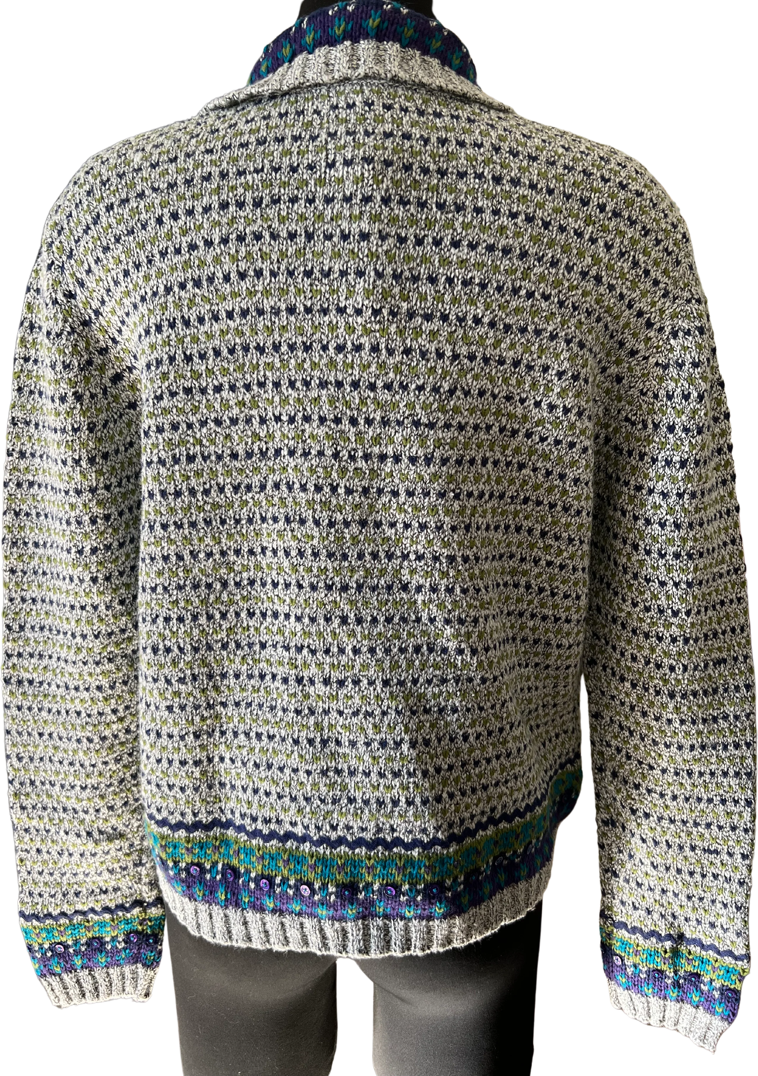 00s Fair Isle Zip Front Cardigan By Elana Carello - Image 2