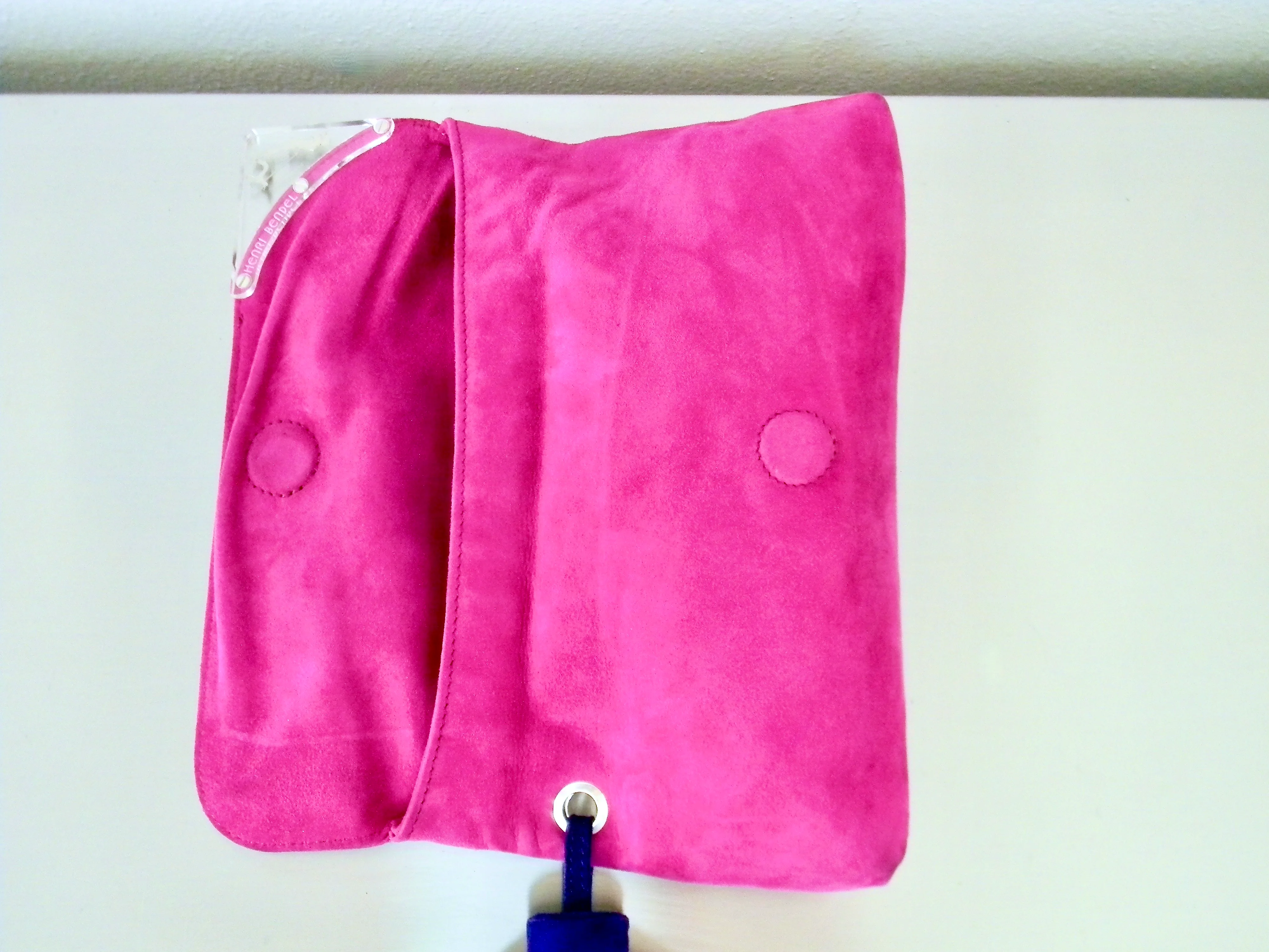 00s Fuchsia,indigo And Turquoise Suede Tassel Clutch By Henri Bendel - Image 5