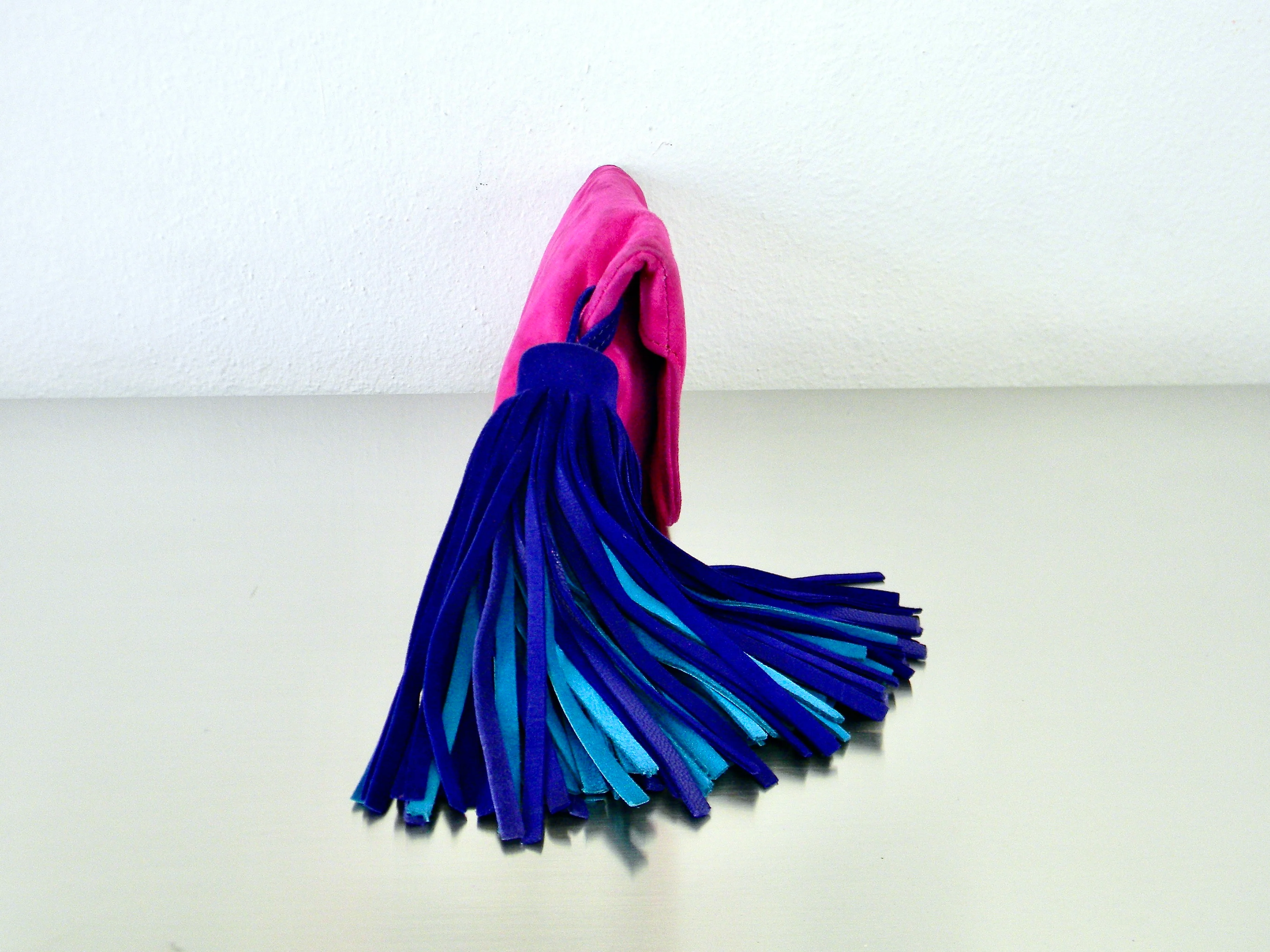 00s Fuchsia,indigo And Turquoise Suede Tassel Clutch By Henri Bendel - Image 8