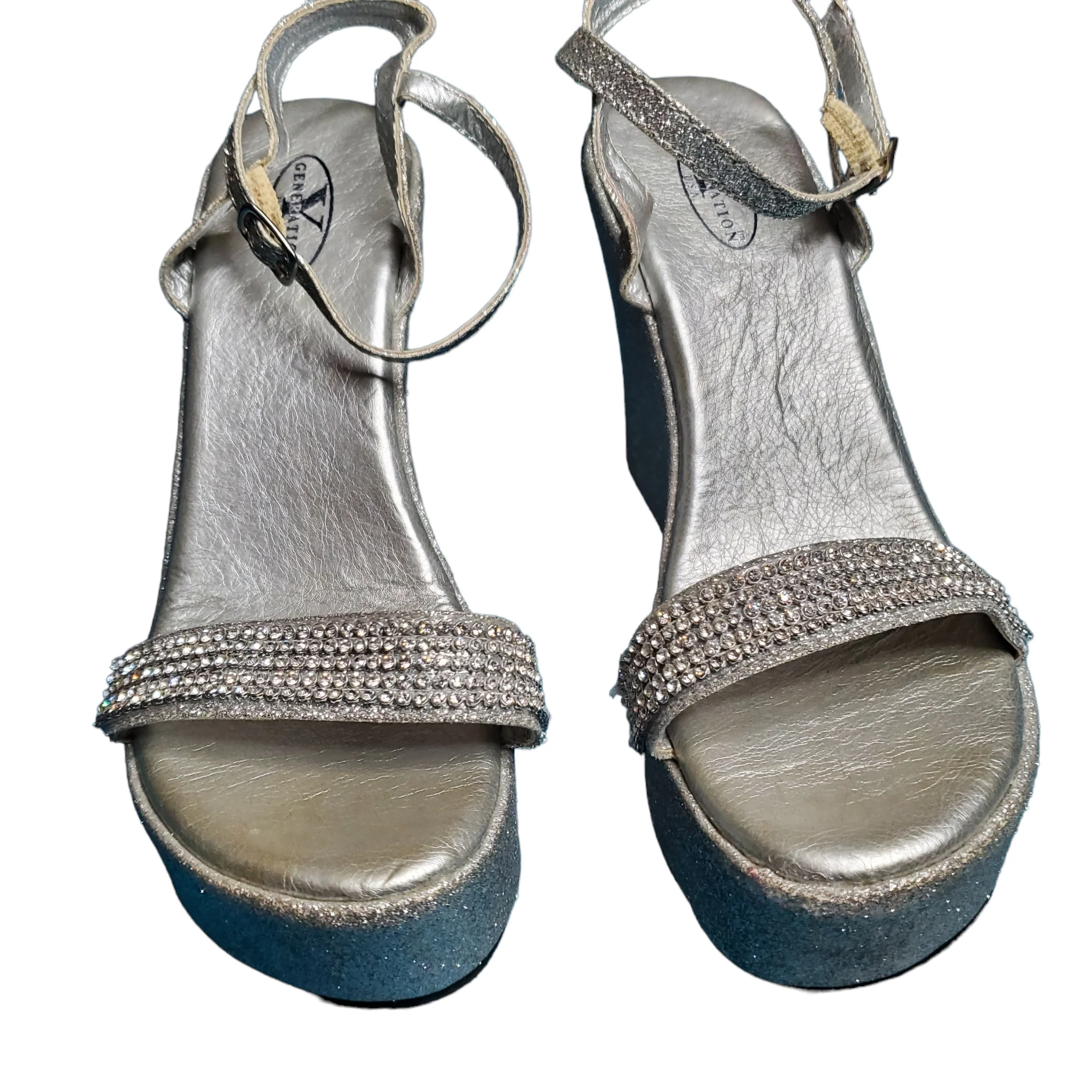 00s Glitter Rhinestone Ankle Strap Platform Sandals By Generation Y - Image 7