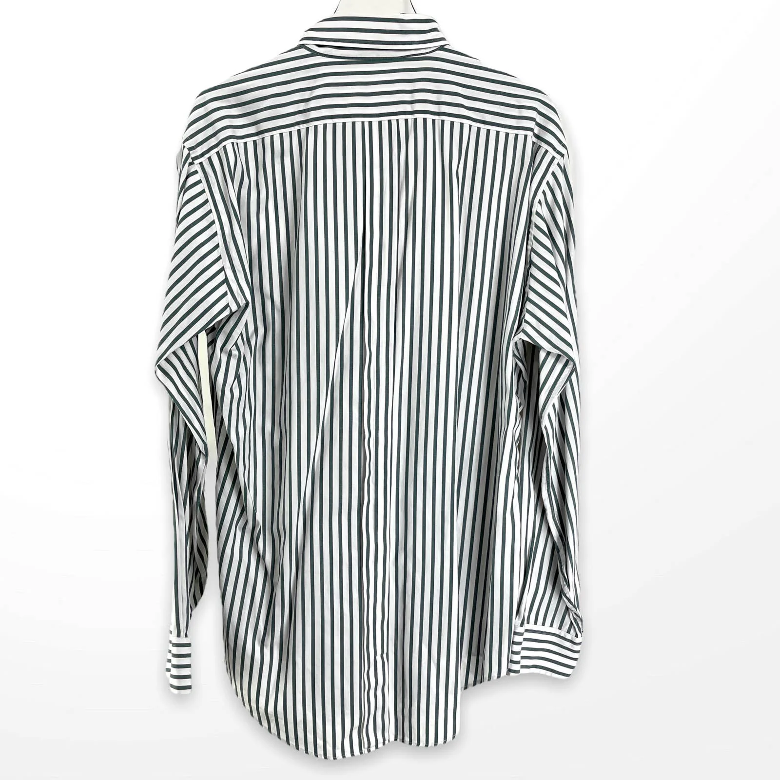 00s Green Red White Striped Cotton Long Sleeve Button Up by LL Bean - Image 2