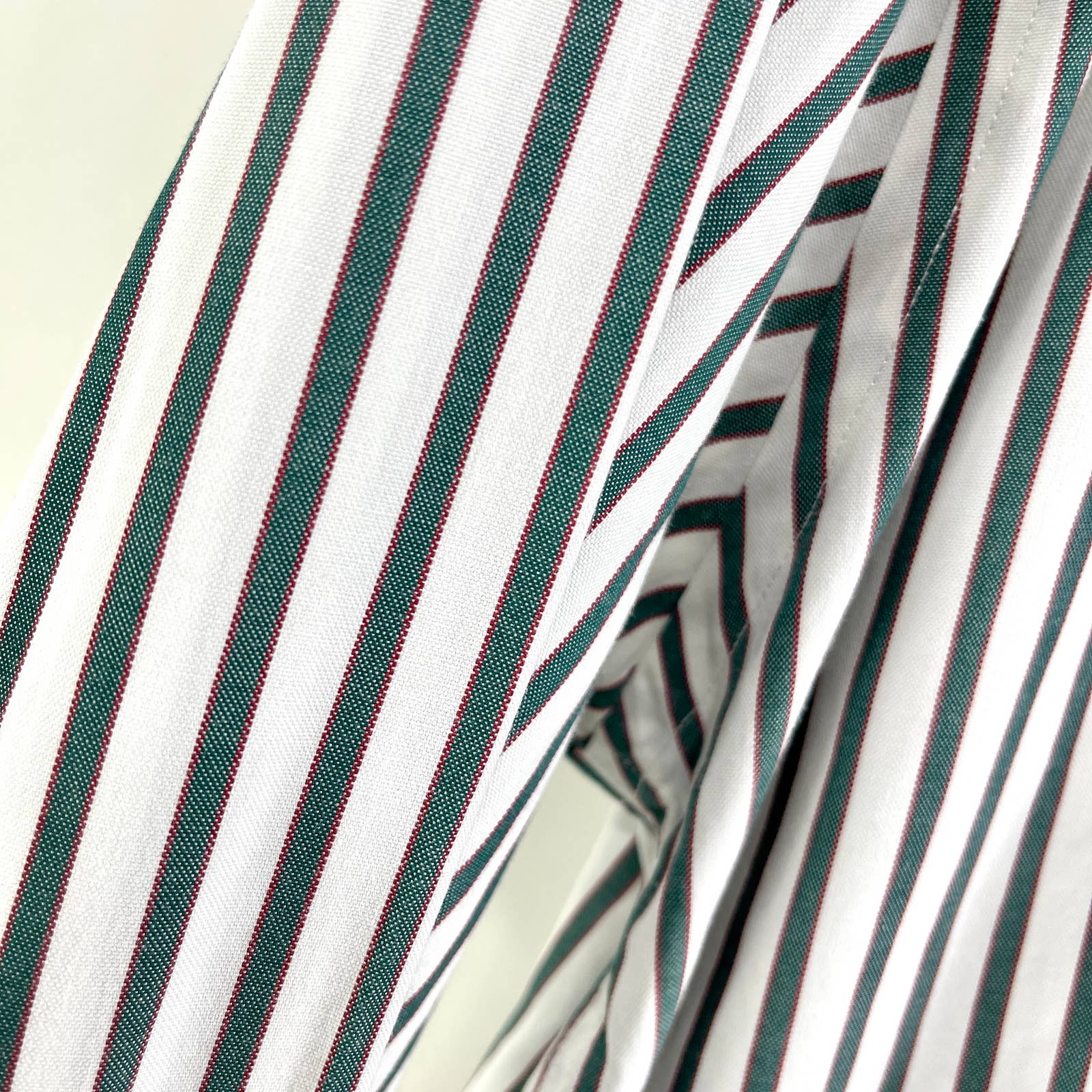 00s Green Red White Striped Cotton Long Sleeve Button Up by LL Bean - Image 4