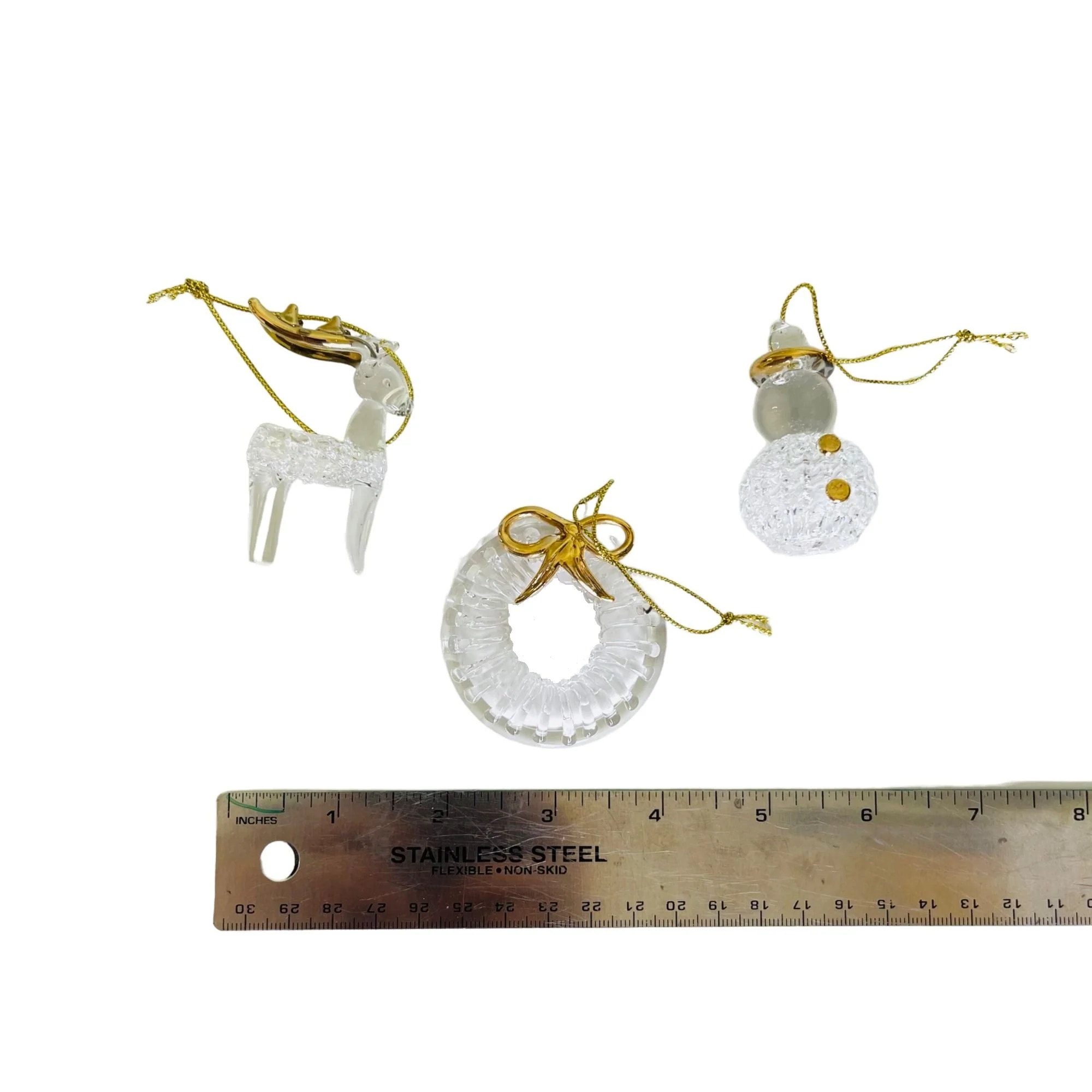 00s Handspun Glass Ornament Set 22k Gold Accent By Avon - Image 4