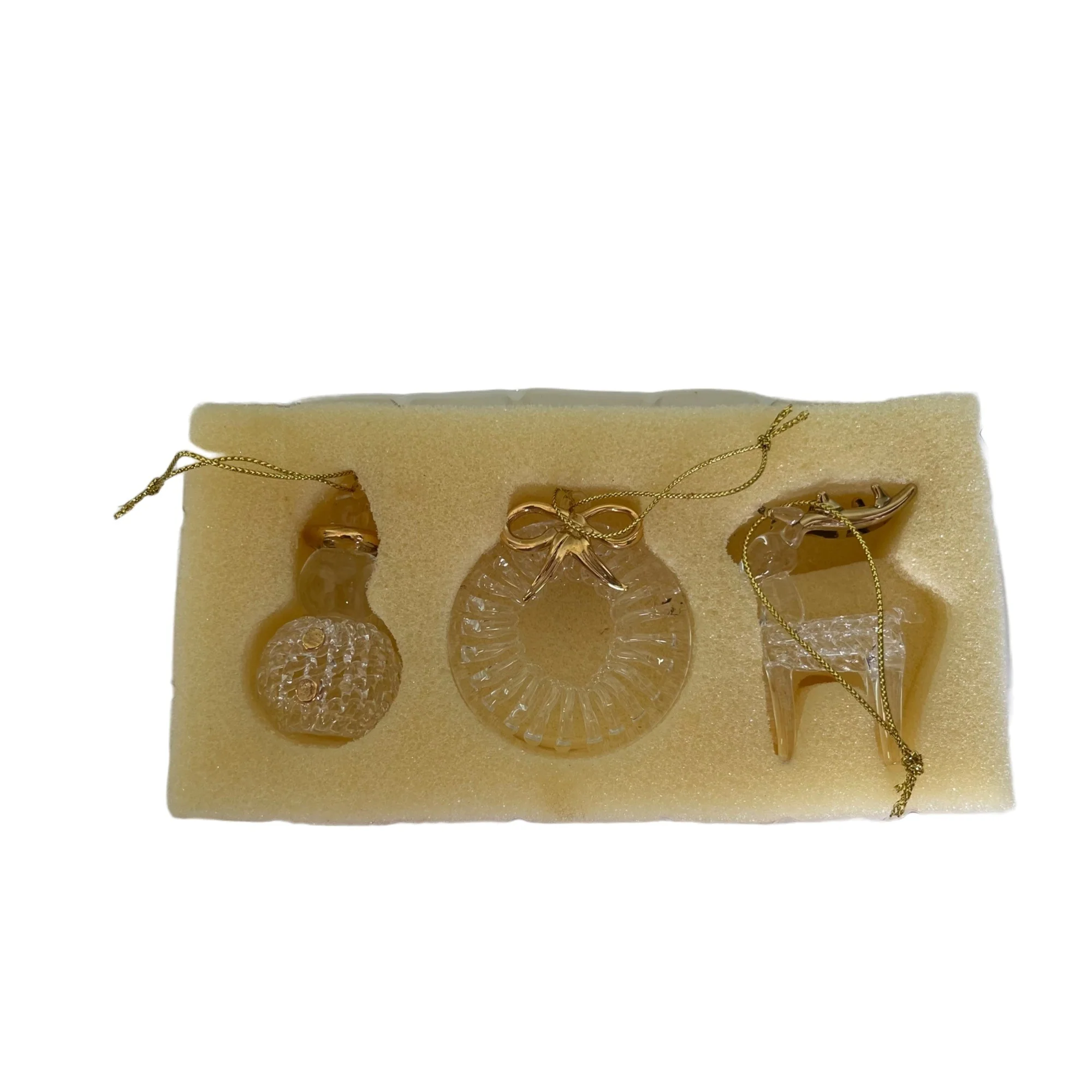 00s Handspun Glass Ornament Set 22k Gold Accent By Avon - Image 9