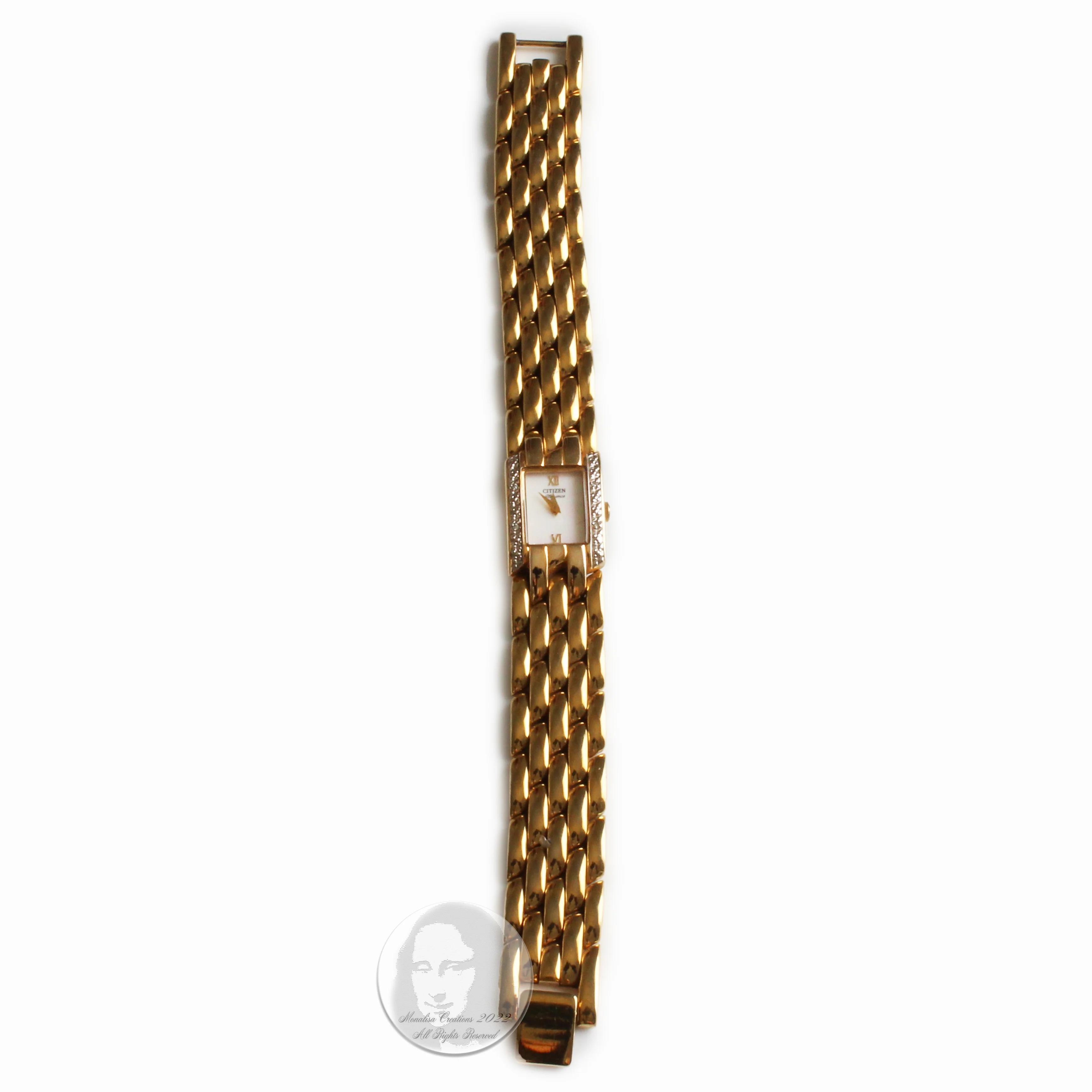 00s Ladies Wrist Watch Gold Metal Gernuine Diamonds By Citizen - Image 5