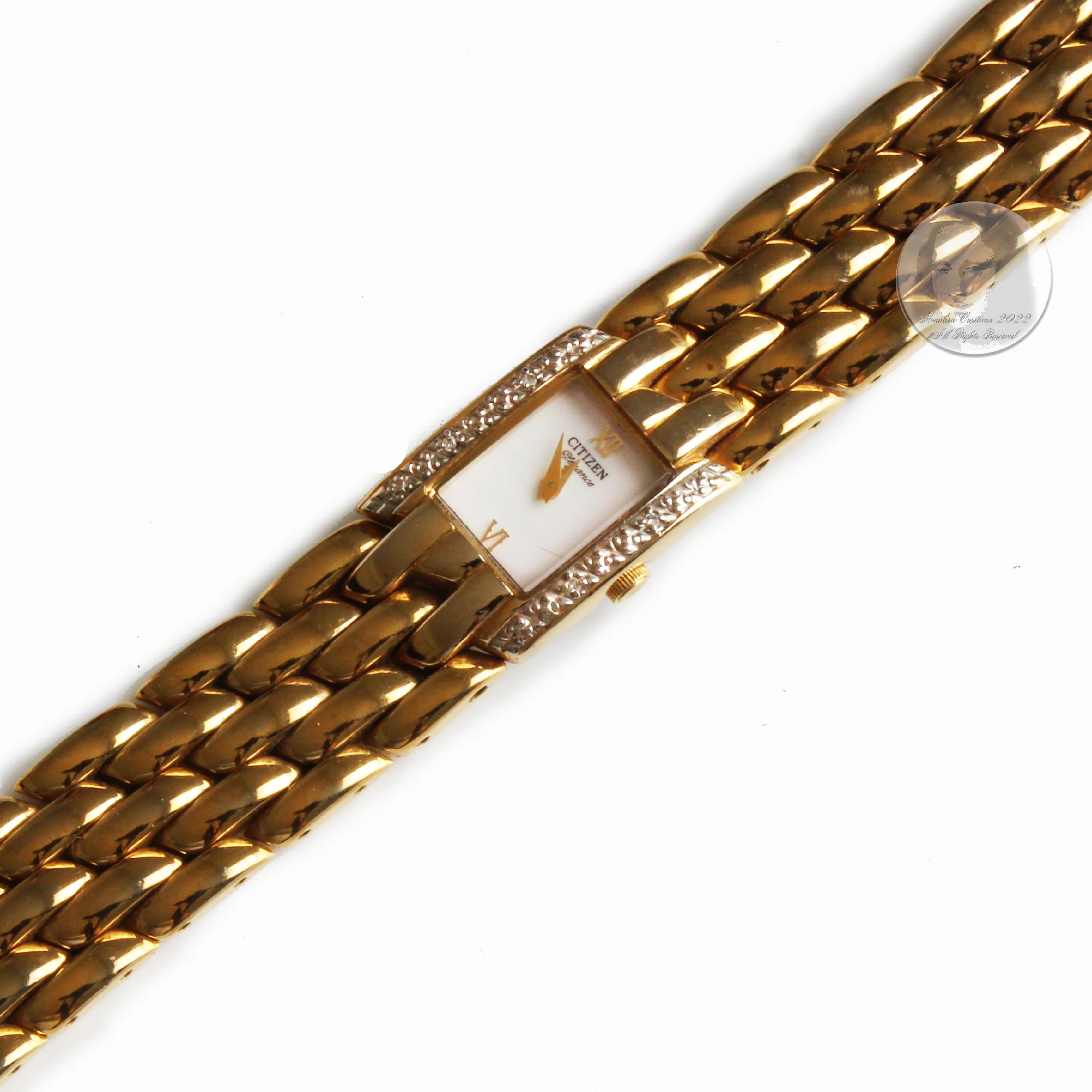 00s Ladies Wrist Watch Gold Metal Gernuine Diamonds By Citizen - Image 7