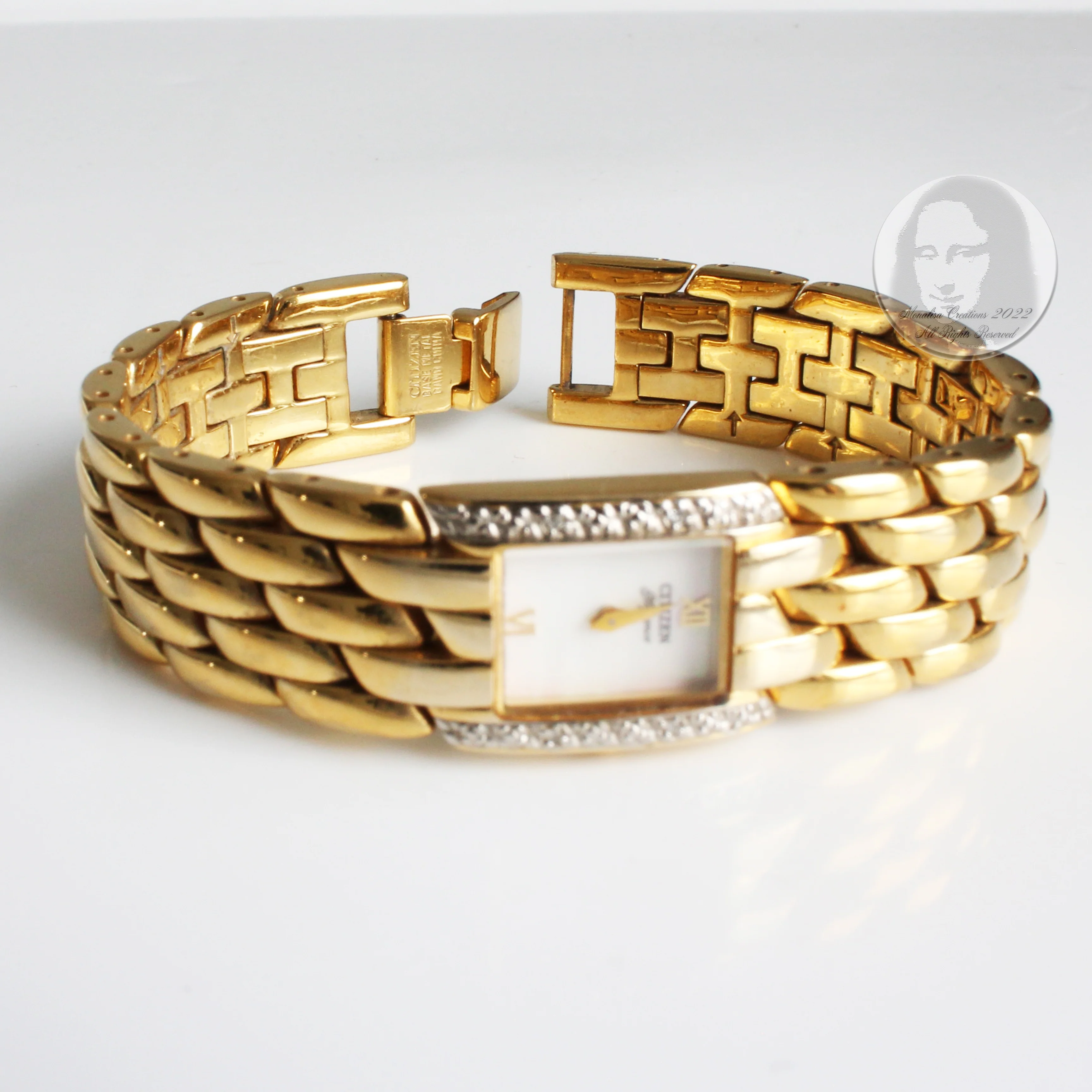 00s Ladies Wrist Watch Gold Metal Gernuine Diamonds By Citizen - Image 9