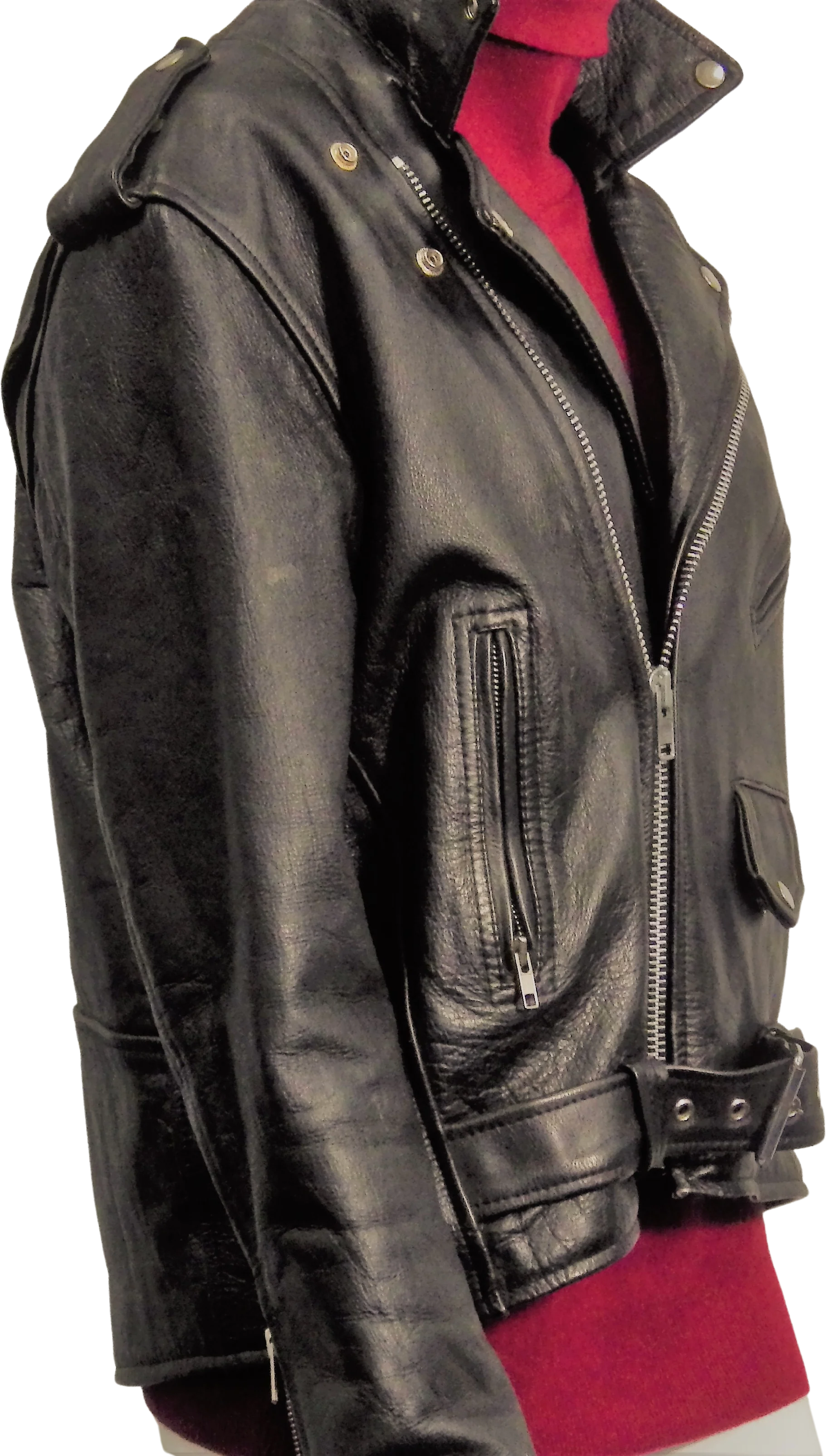 00s Leather Zipper Mototcycle Jacket By Howard's Exclusive Leathers - Image 2