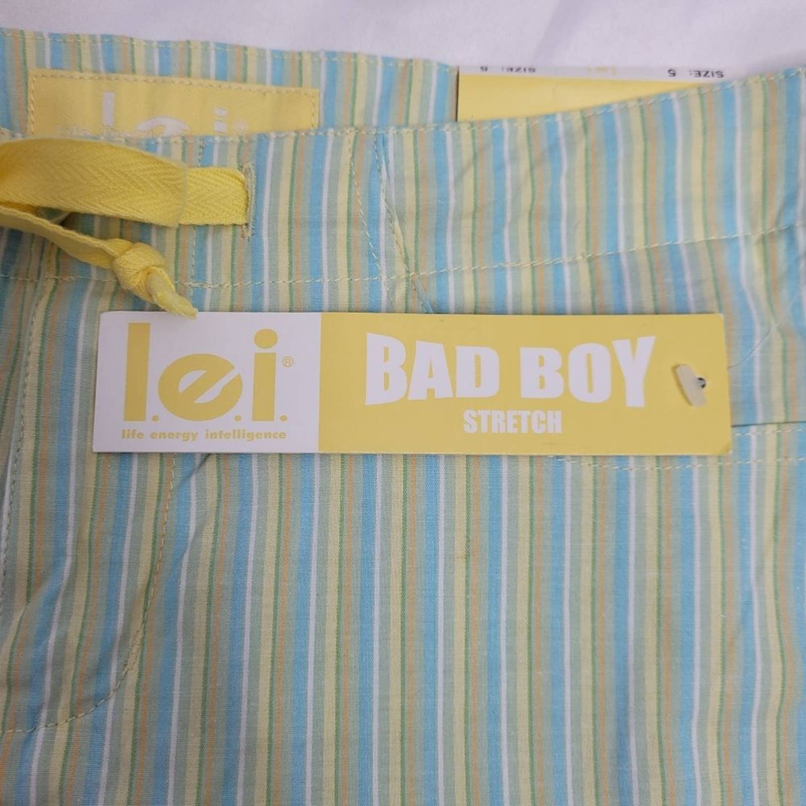 00s Lei Pastel Striped Crop Pant Drawstring Waist Bad Boy Stretch Capri S Nwt by  LEI - Image 3