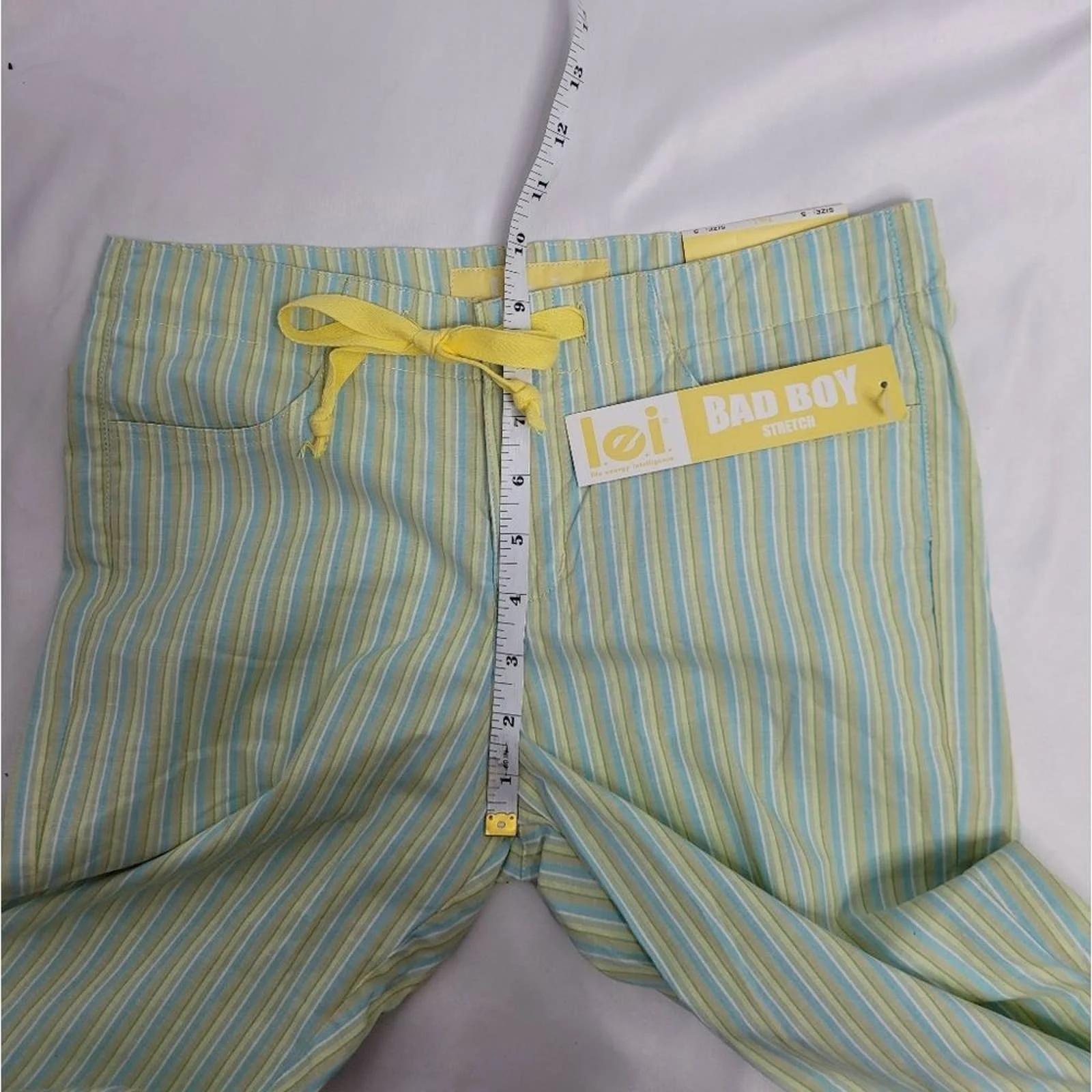 00s Lei Pastel Striped Crop Pant Drawstring Waist Bad Boy Stretch Capri S Nwt by  LEI - Image 8
