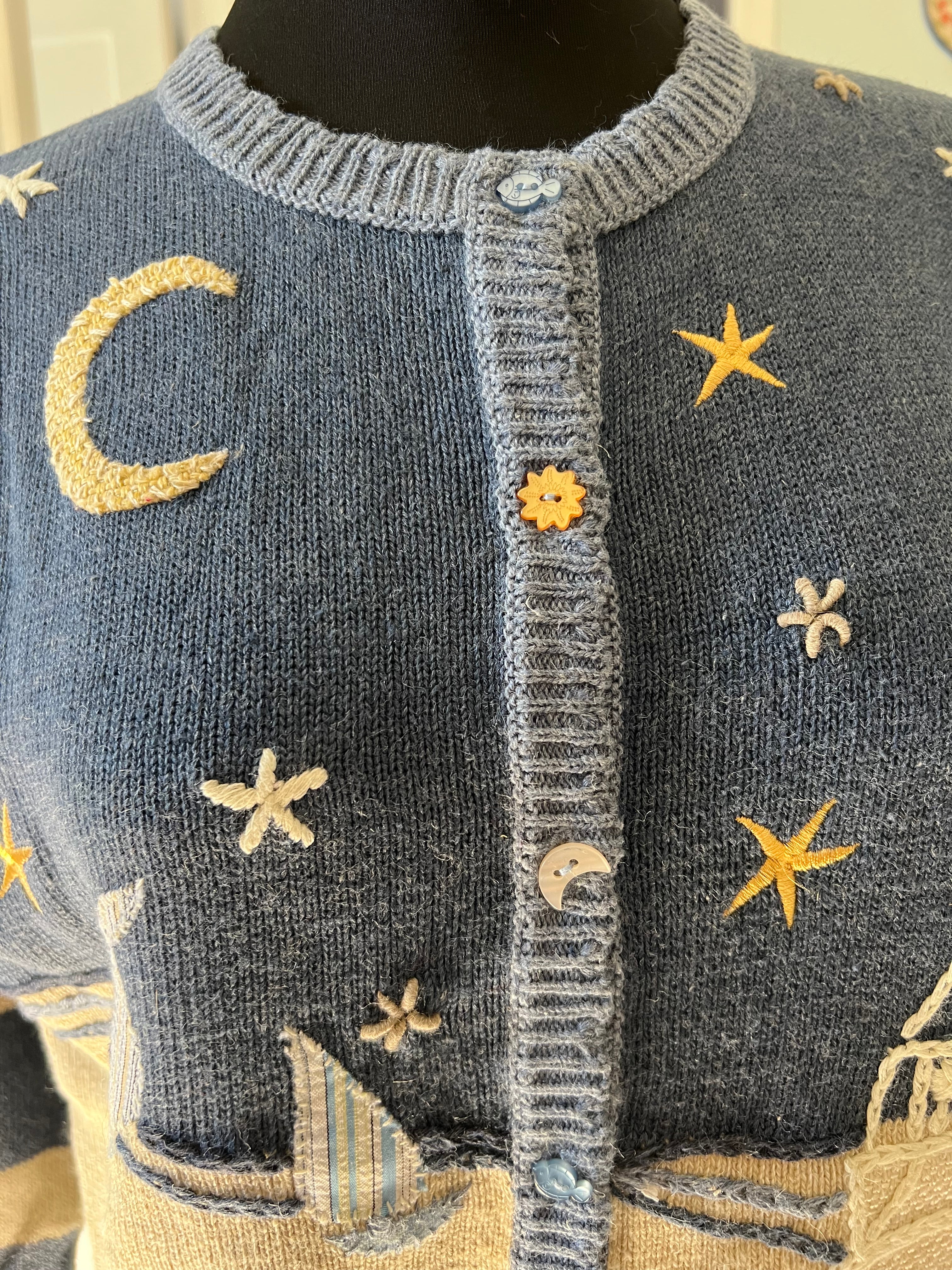 00s Martha's Vineyard Celestial Landscape Cardigan By Elana Carello - Image 5