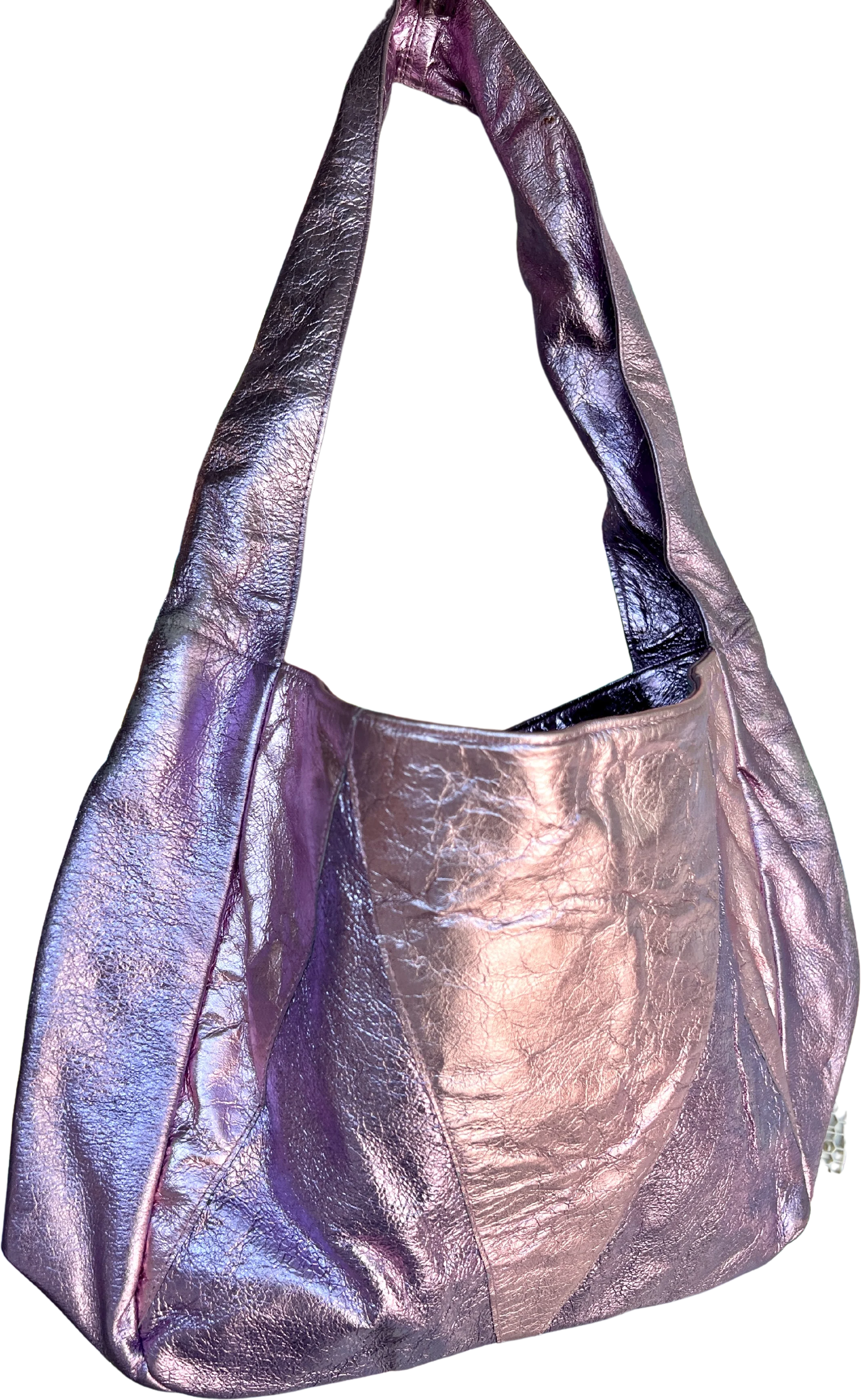 00s Metallic Pink Foil Look Purse by Bianca White