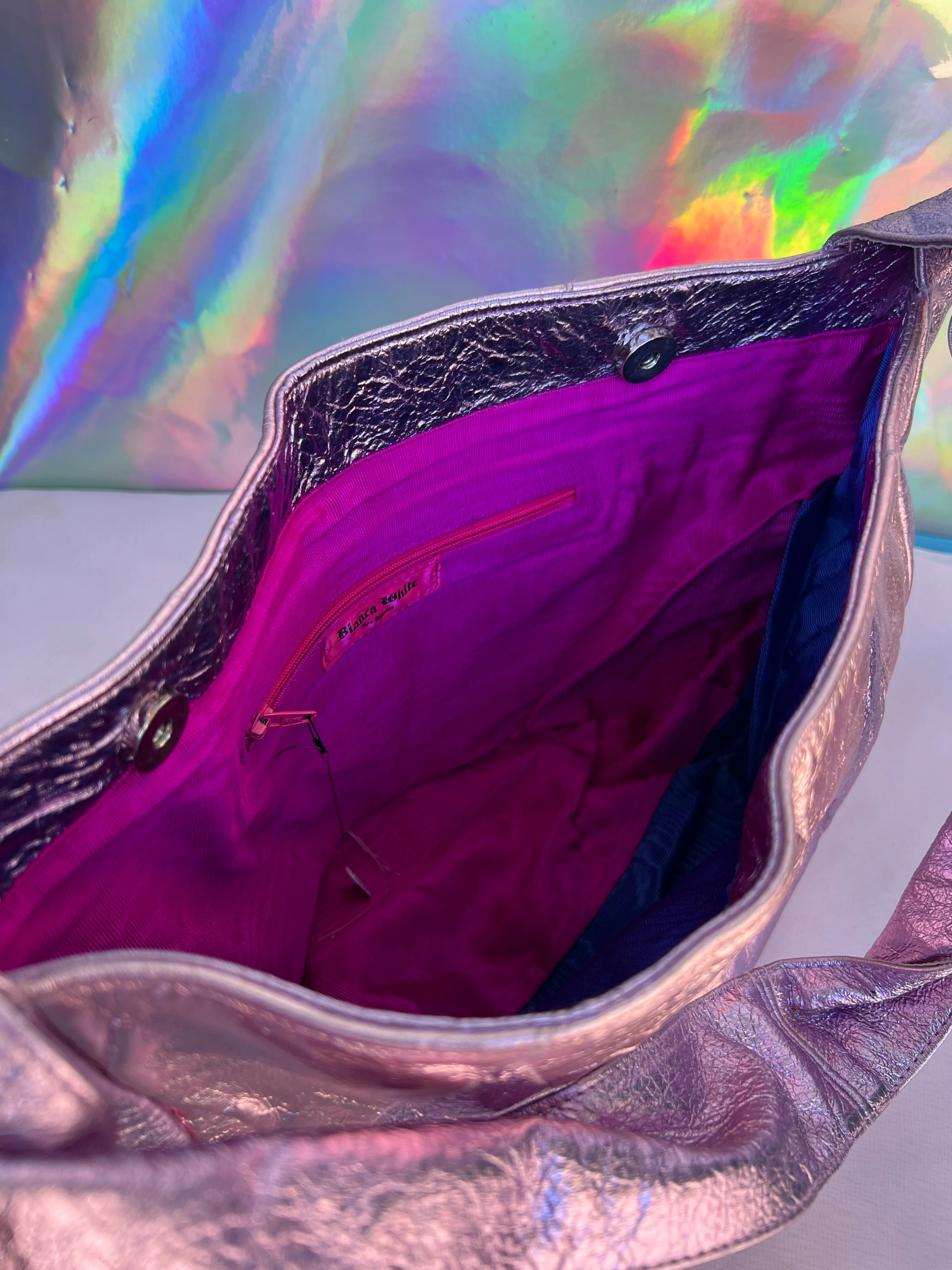 00s Metallic Pink Foil Look Purse by Bianca White - Image 5