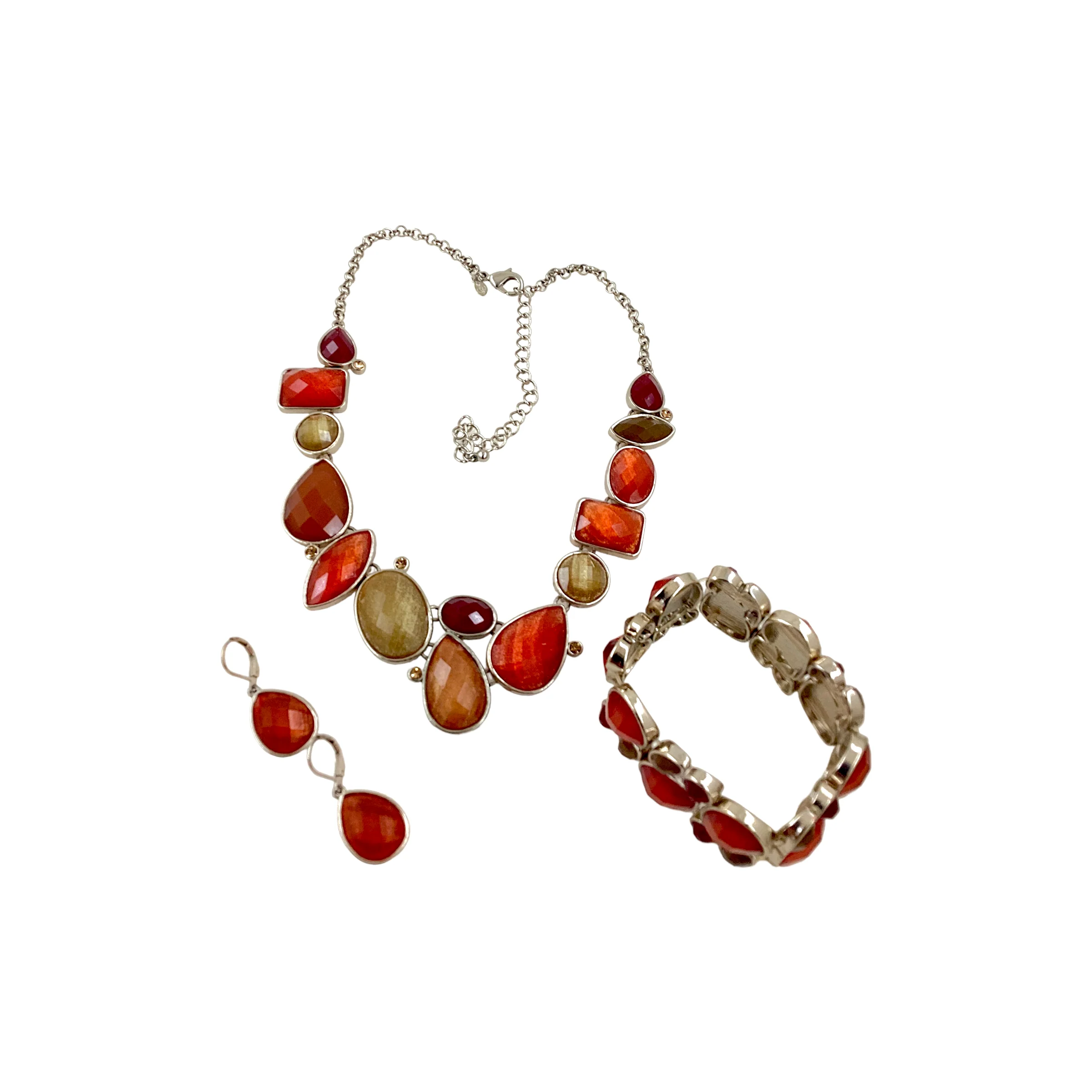 00s Modernist Poppy Bracelet Earrings Necklace Set By Premier Designs - Image 4