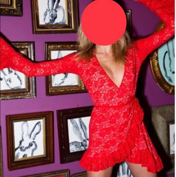 00s Nwt Gorgeous Lace Blood Orange/red Wrap Star Dress By Hah - Image 2