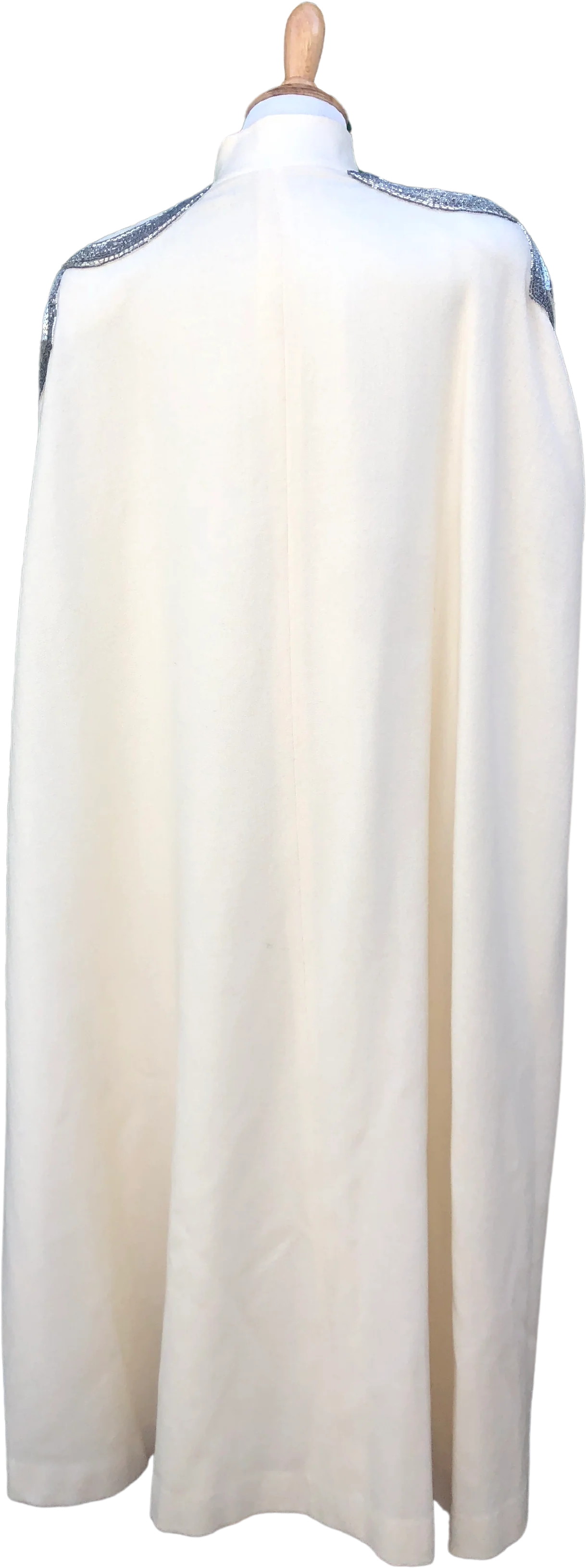 00s Off White Cape Silver Beaded Embroidered Shoulder By George Simonton - Image 2