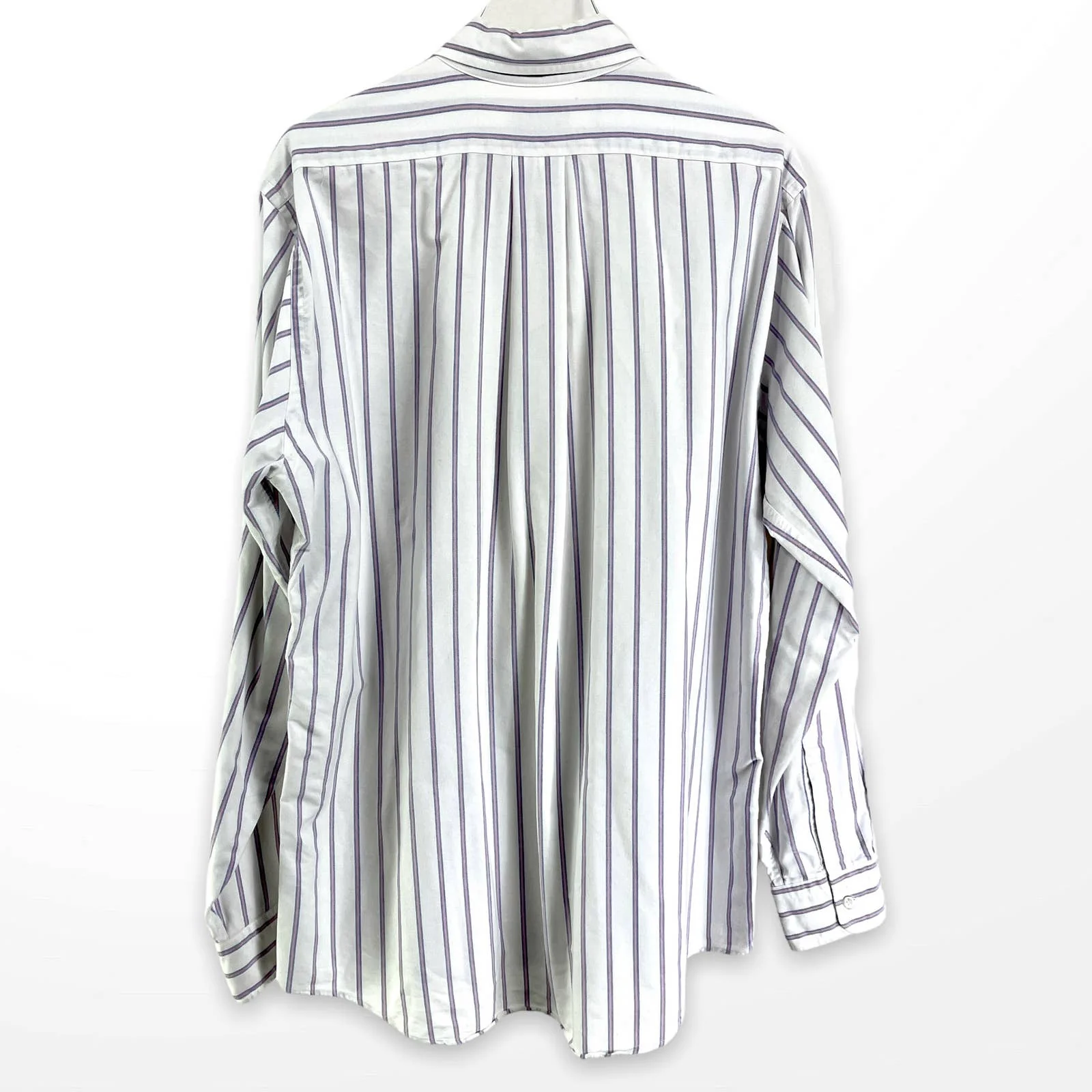 00s Pink Blue Striped Cotton Long Sleeve Button Up Shirt by LL Bean - Image 2