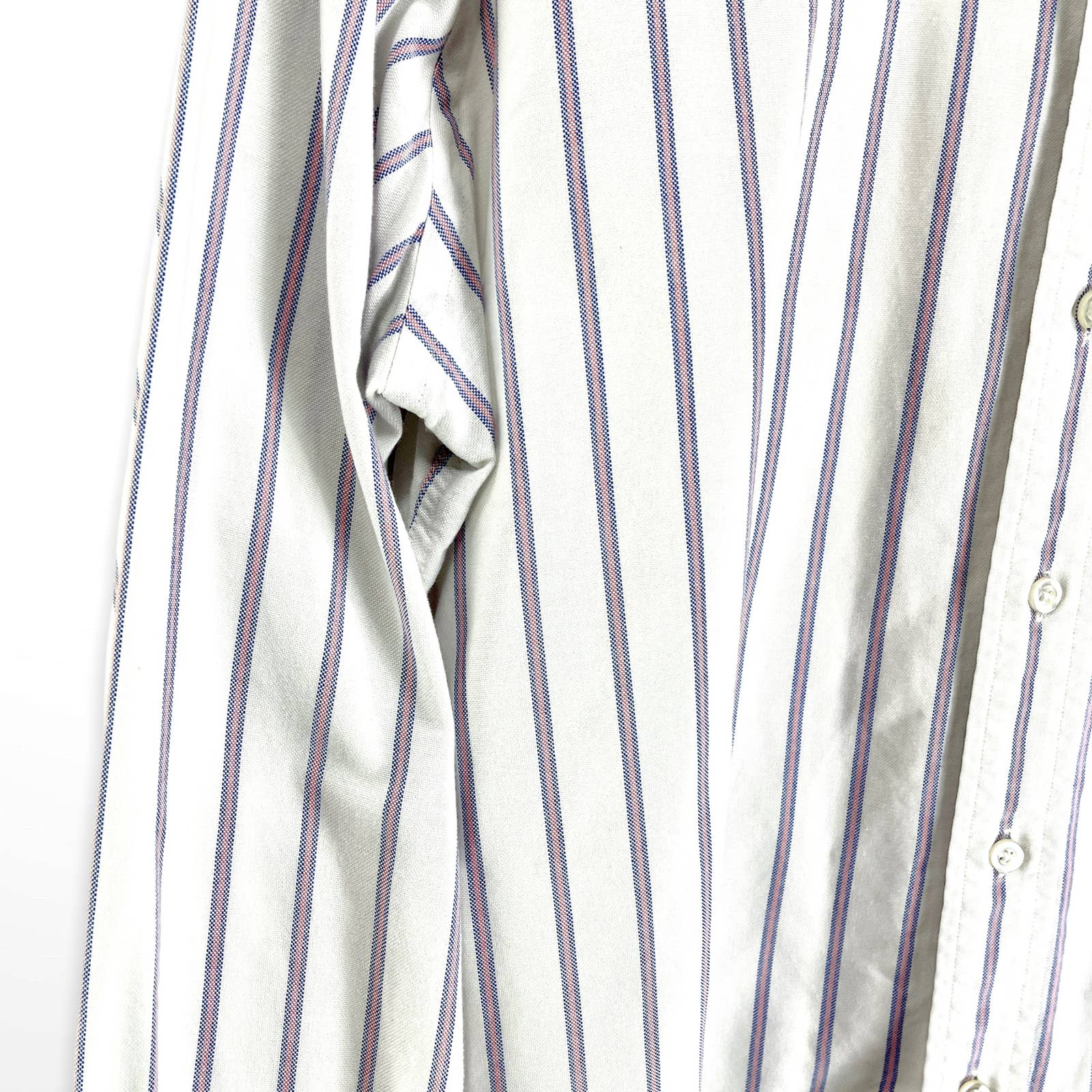 00s Pink Blue Striped Cotton Long Sleeve Button Up Shirt by LL Bean - Image 5