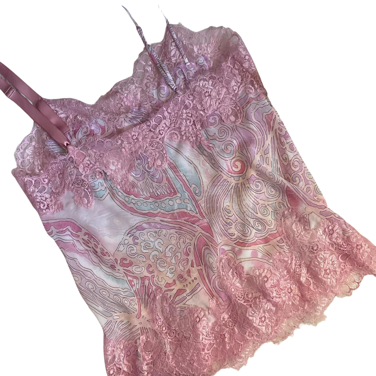 00s Pink Butterfly Lace Cami Tank Top By Victoria's Secret - Image 2