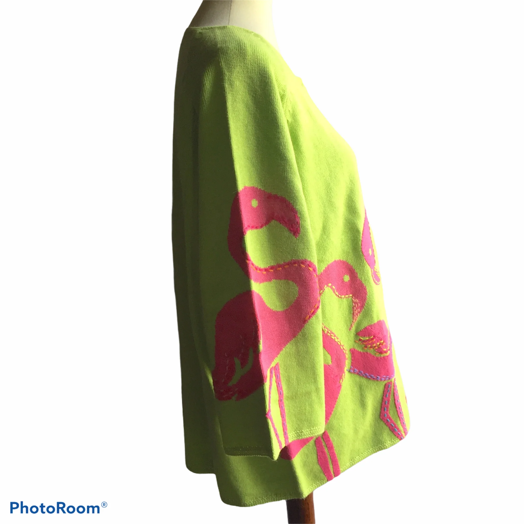 00s Pink Flamingo Button Front Cardigan By Michael Simon - Image 3
