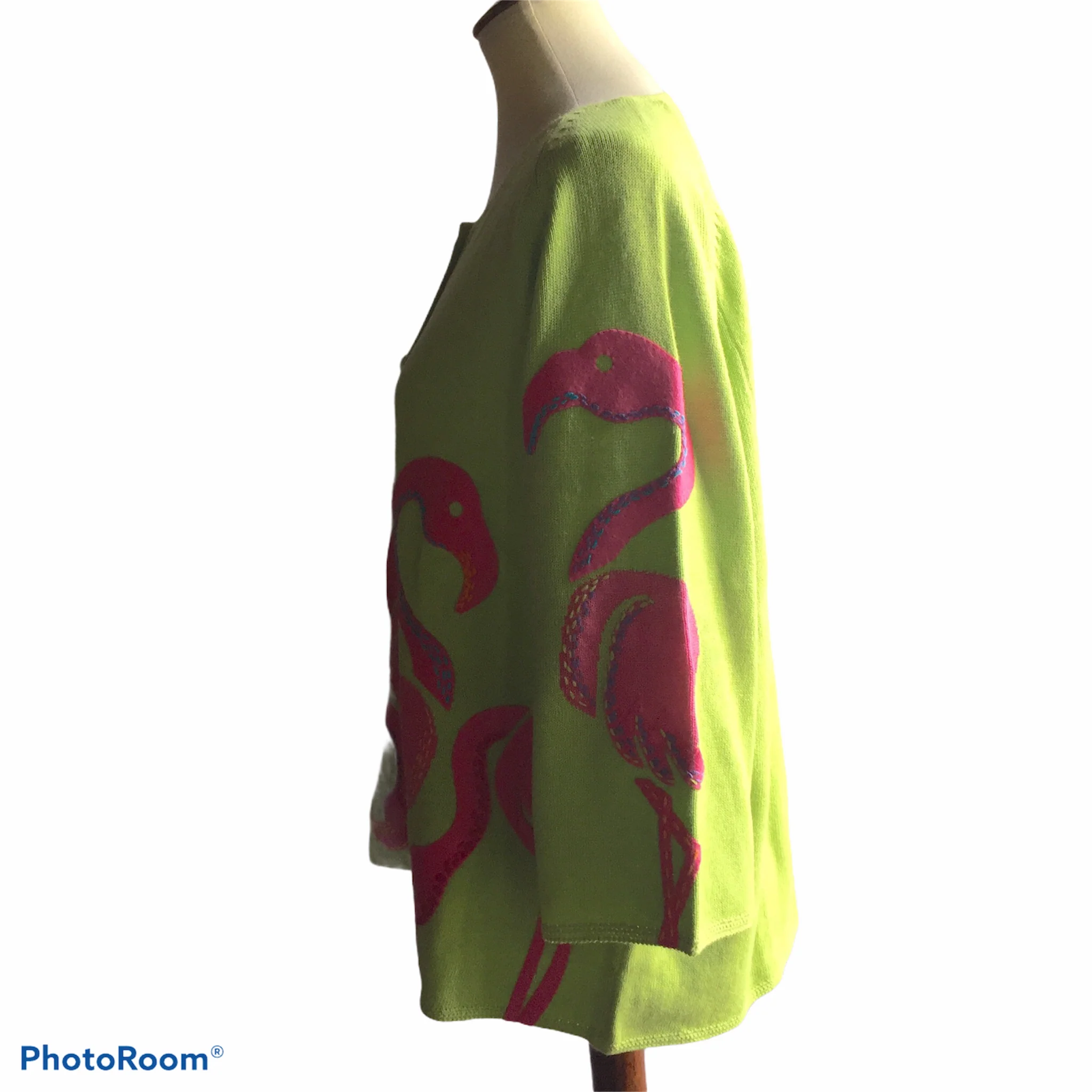 00s Pink Flamingo Button Front Cardigan By Michael Simon - Image 4