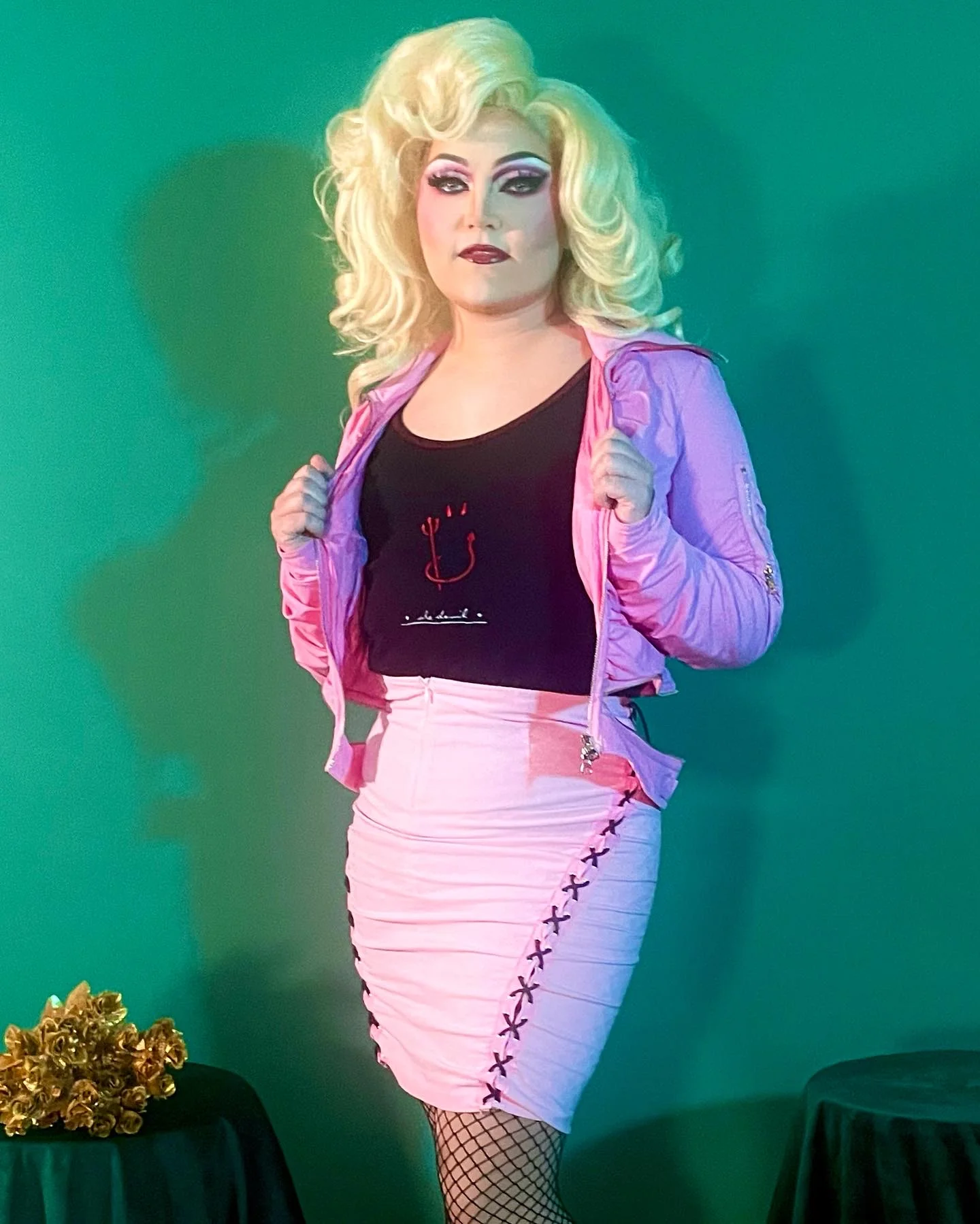 00s Pink Ruched Zippered Moto Style Bomber Jacket By Caché - Image 2