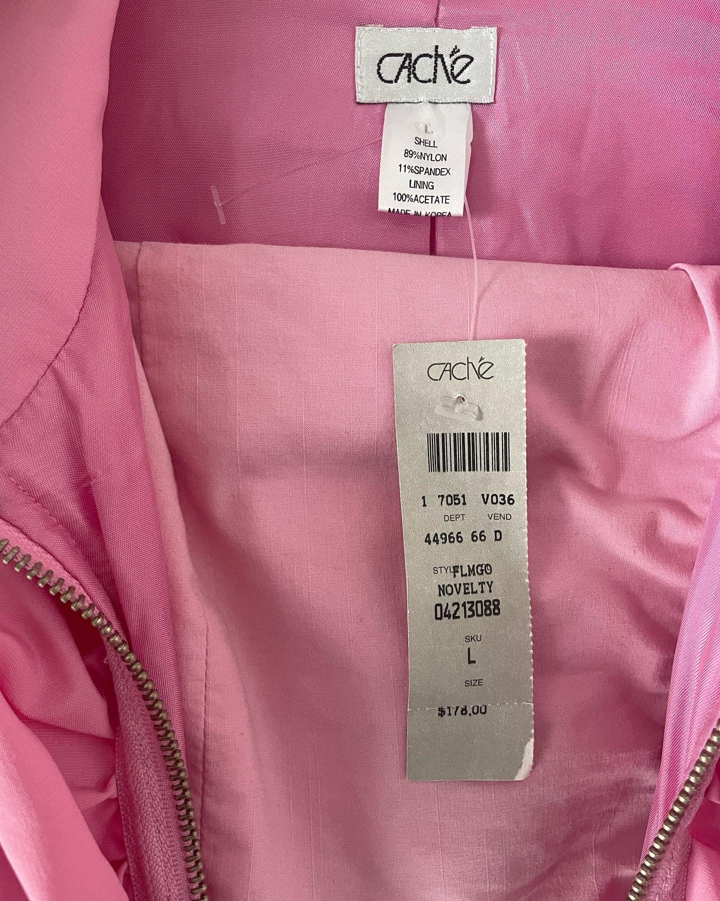 00s Pink Ruched Zippered Moto Style Bomber Jacket By Caché - Image 4