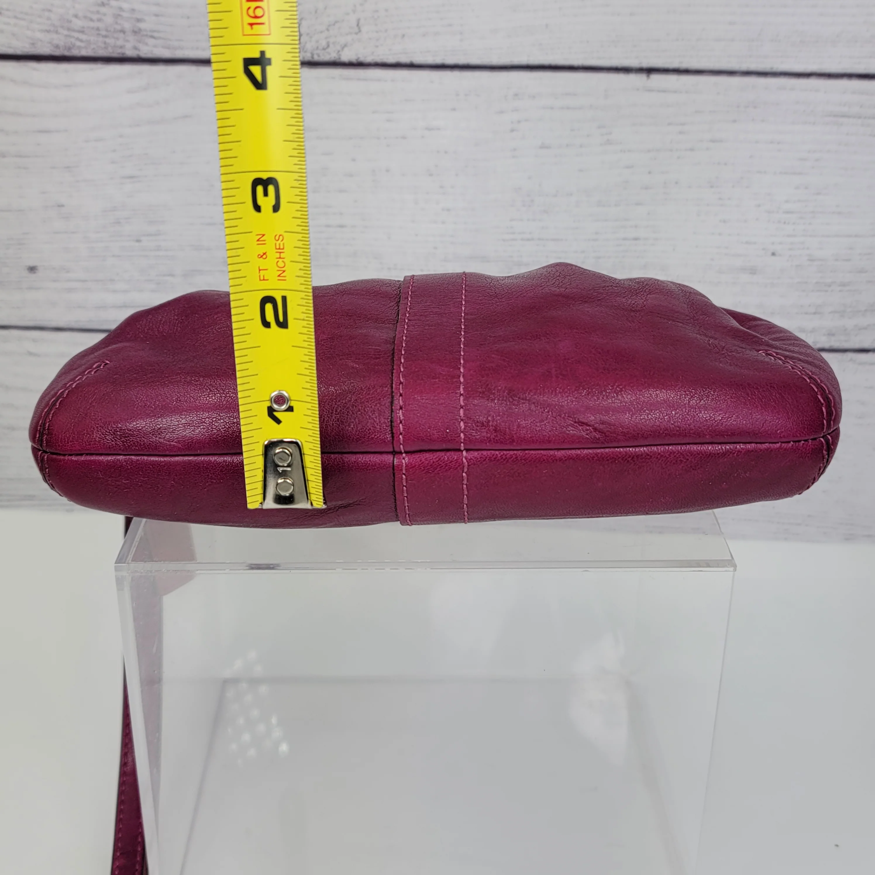 00s Pleated Purple Leather Wristlet Clutch Pouch By Coach - Image 10