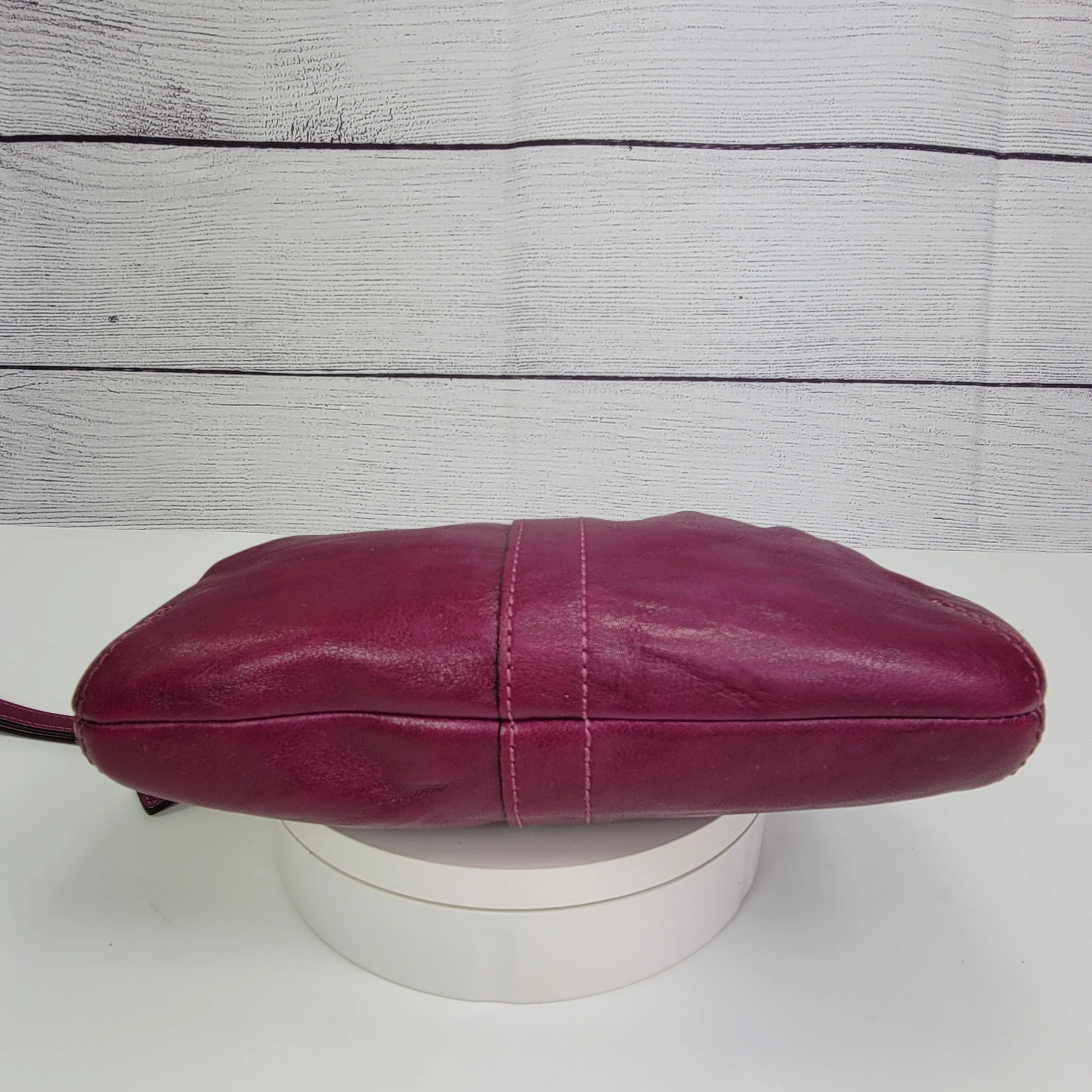00s Pleated Purple Leather Wristlet Clutch Pouch By Coach - Image 11