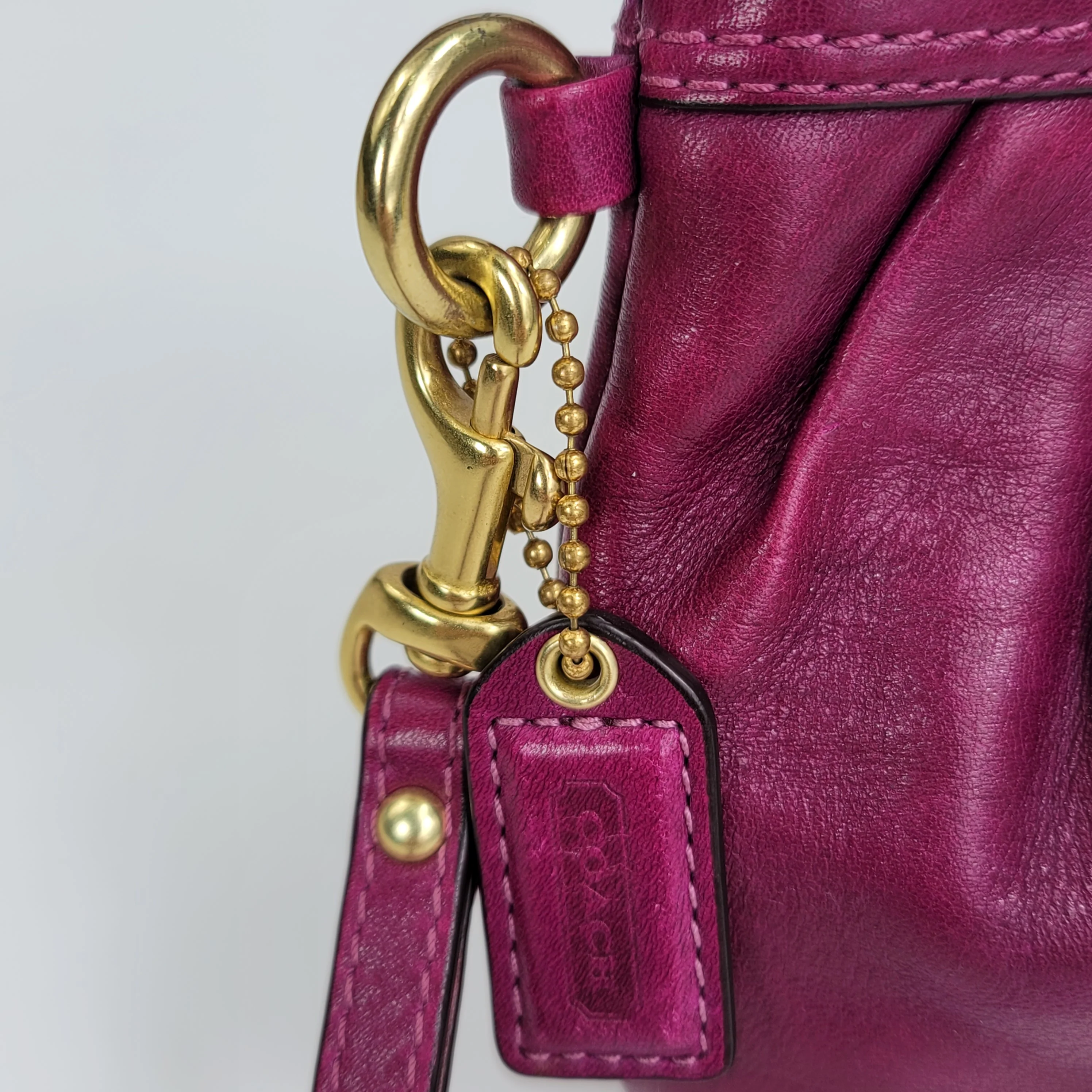 00s Pleated Purple Leather Wristlet Clutch Pouch By Coach - Image 12