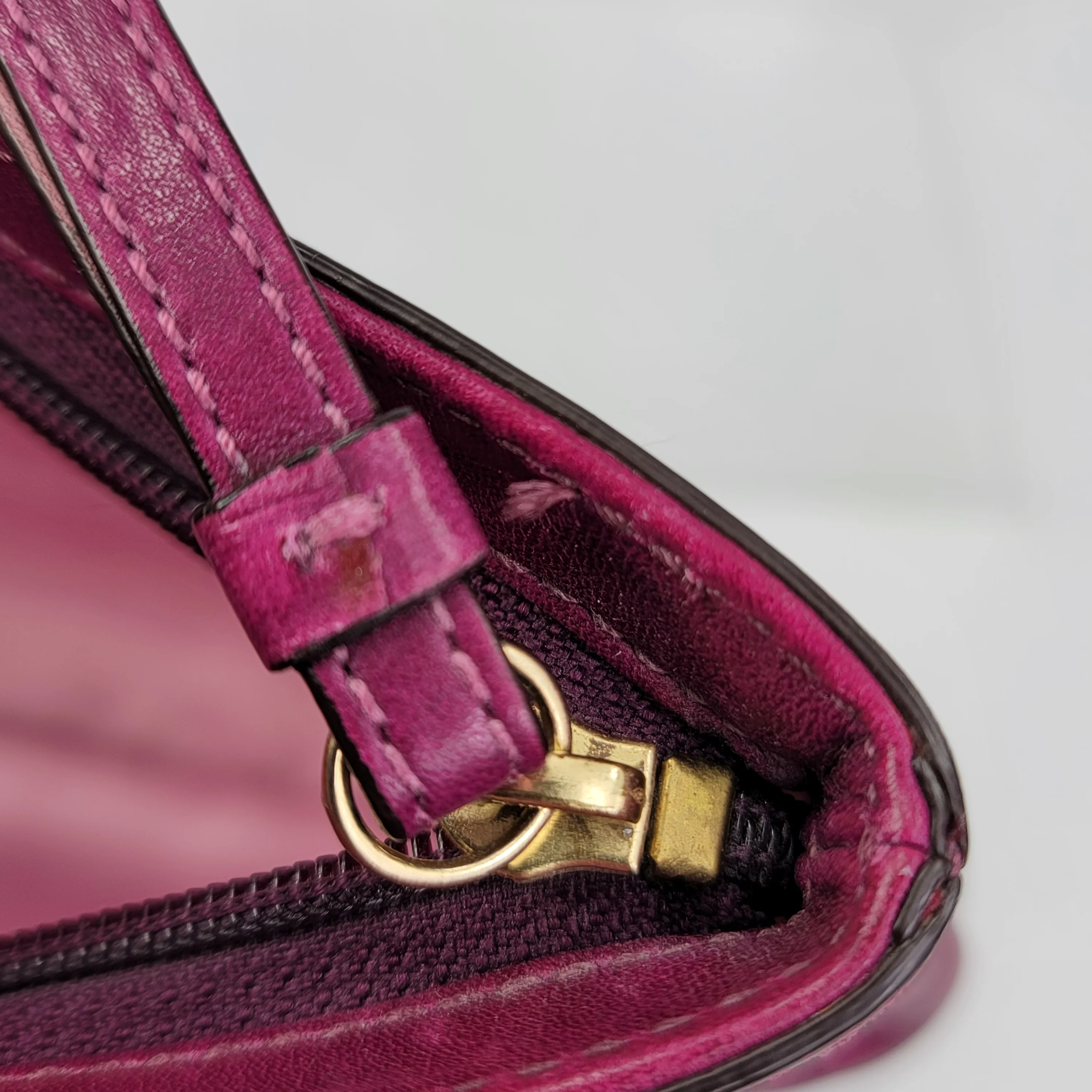 00s Pleated Purple Leather Wristlet Clutch Pouch By Coach - Image 15